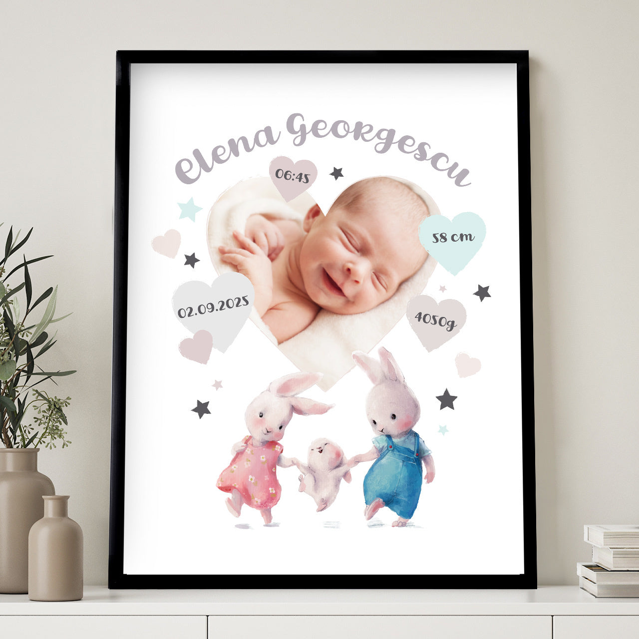Plakat ze zdjęciem na Chrzest - Metryczka