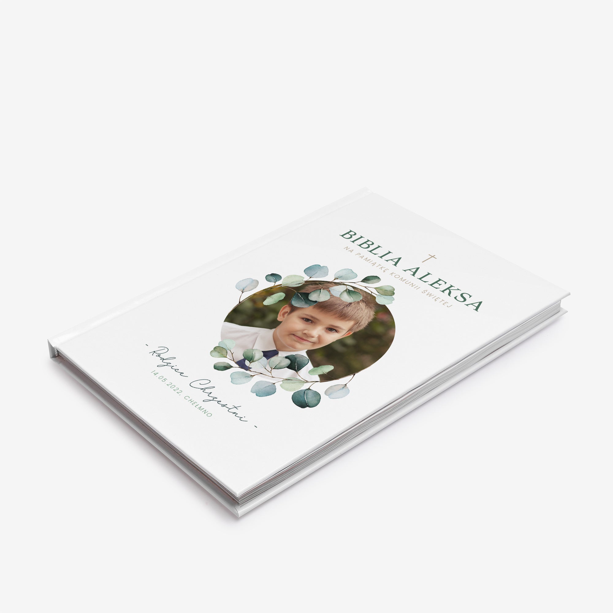 Biblia ze zdjęciem na pamiątkę Komunii Świętej biblia na Komunię dla chłopca prezent na Komunię dla chłopca