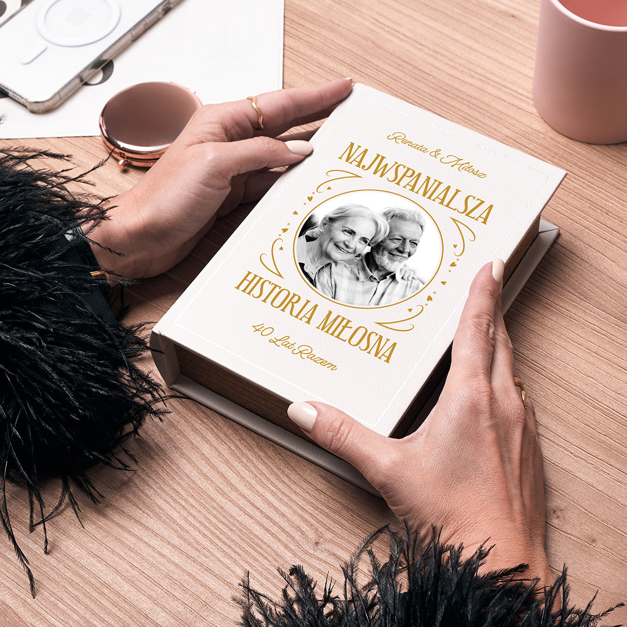 Personalizowane pudełko na zdjęcia - Historia Miłosna - prezent na rocznicę ślubu
