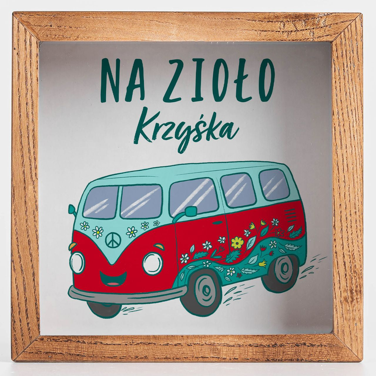 Drewniana skarbonka z własnym napisem - Odjazdowa prezent dla niej prezent dla niego personalizowana skarbonka