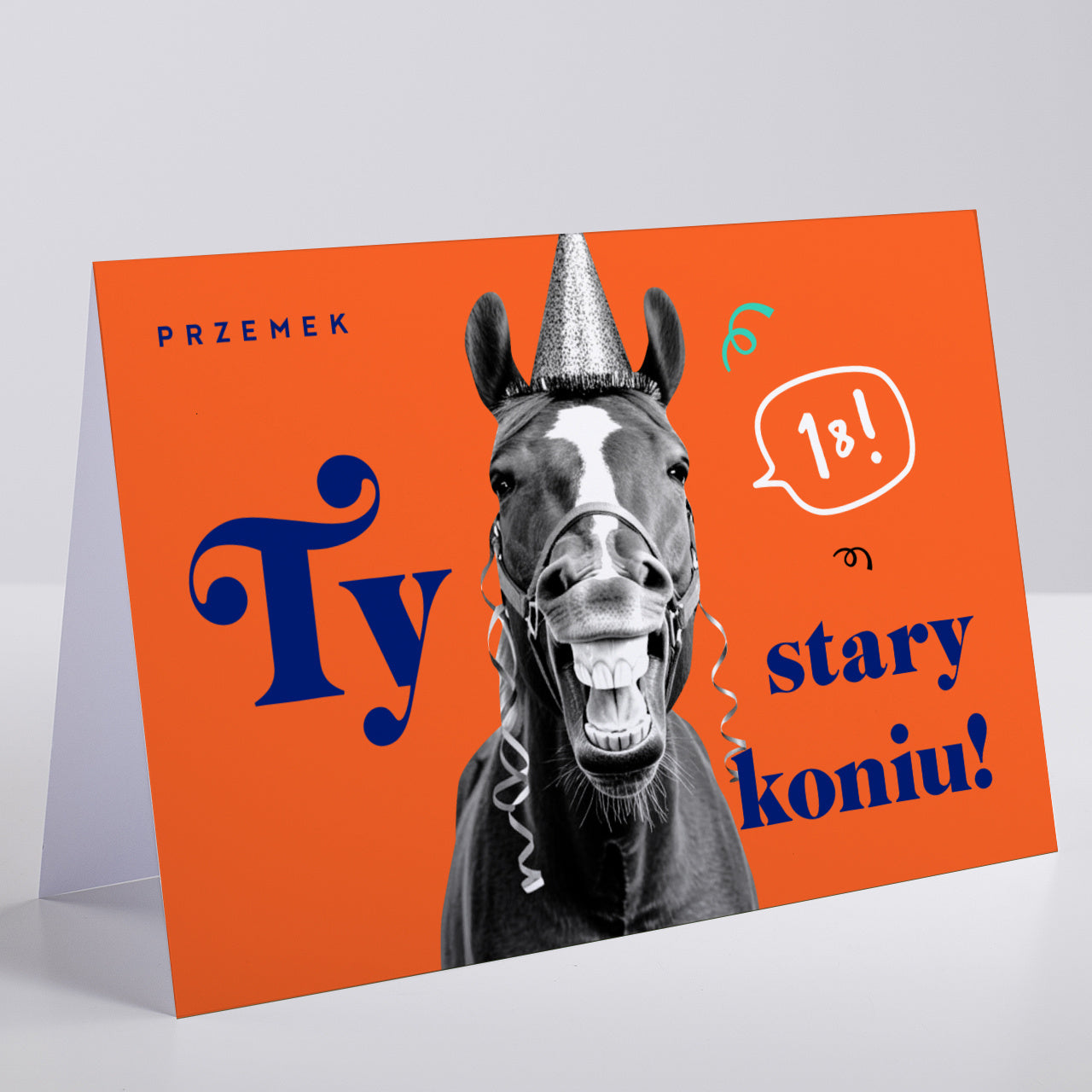 Personalizowana kartka na 18 urodziny - stary koń