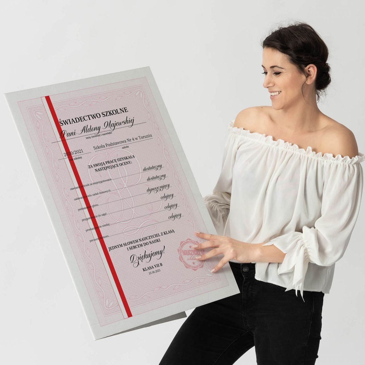 Personalizowana kartka xxl dla nauczyciela prezent dla nauczyciela prezent na zakończenie roku szkolnego
