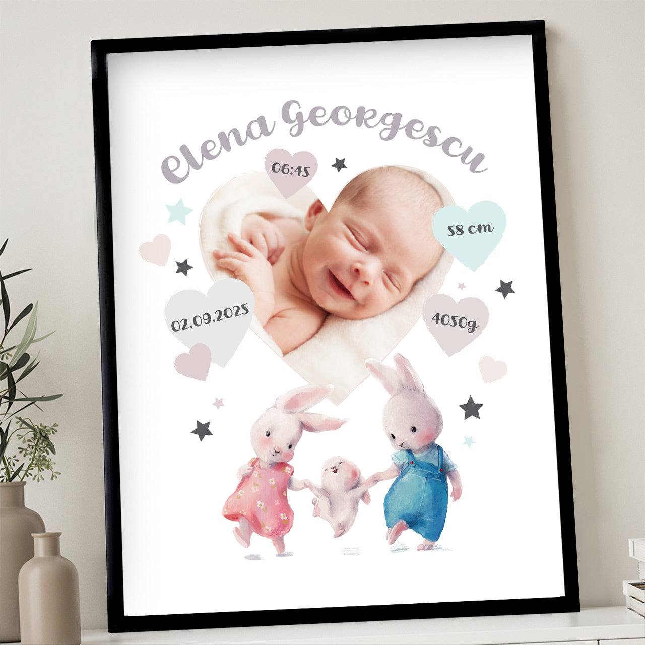 Plakat ze zdjęciem na Chrzest - Metryczka