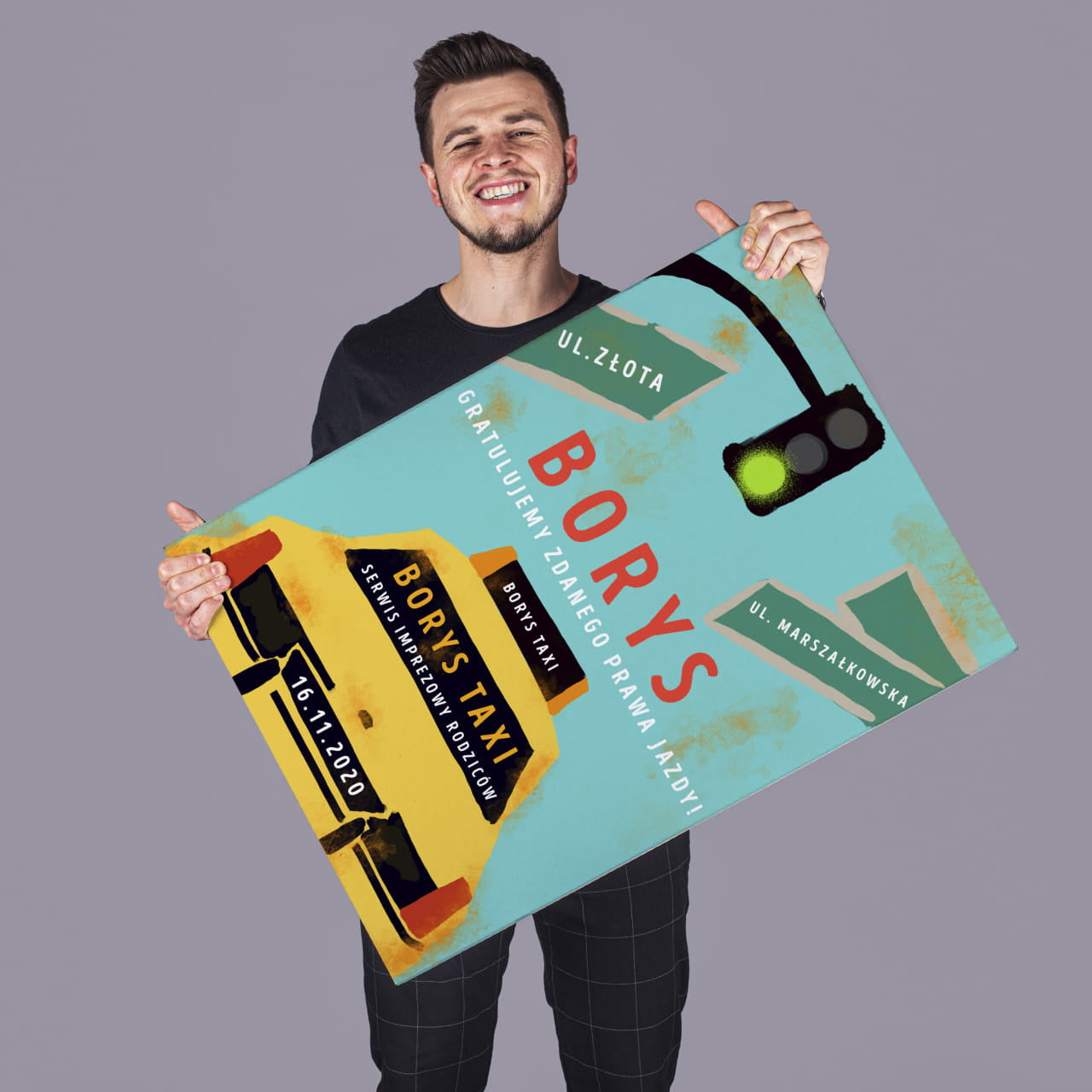 Duża personalizowana kartka za zdane prawo jazdy prezent za zdane prawo jazdy kartka personalizowana