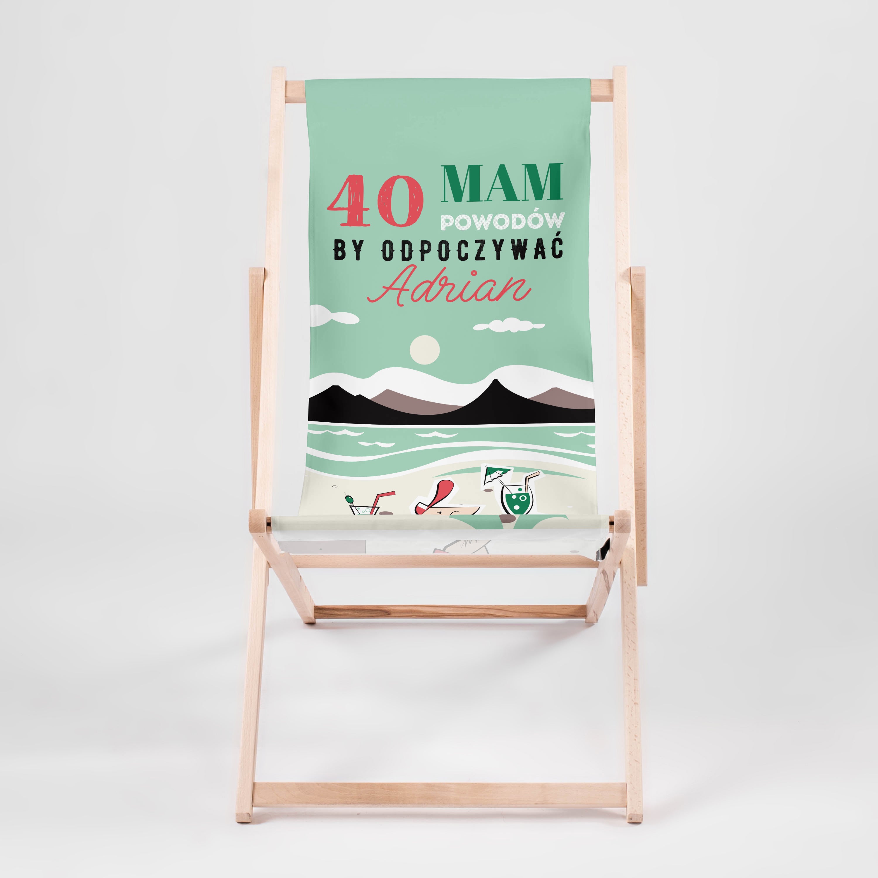 Leżak plażowy - prezent na 40 dla niego zabawny prezent dla mężczyzny leżak personalizowany na urodziny
