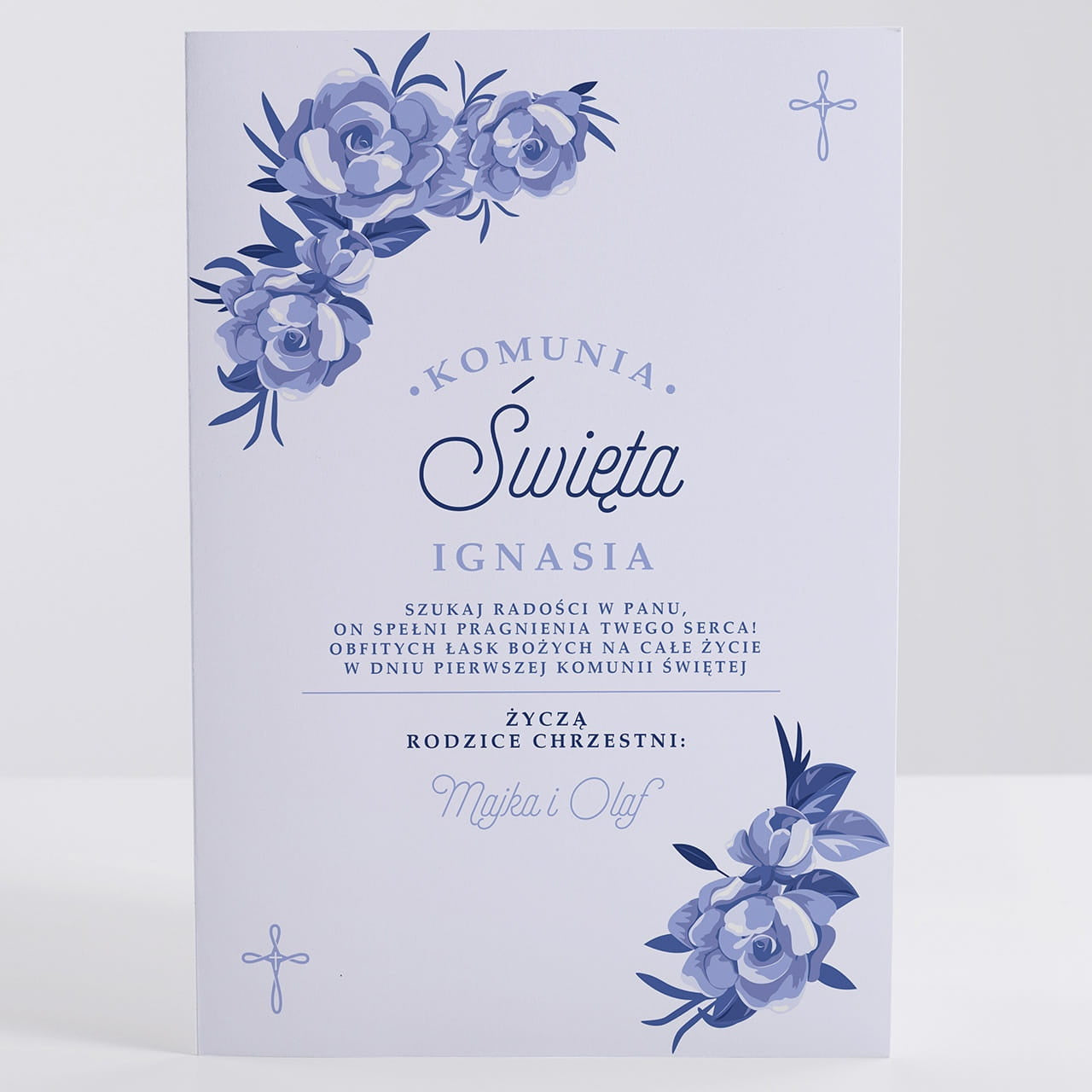 Kartka na komunię od chrzestnej - dodatek do prezentu na komunię upominek na komunię personalizowana kartka
