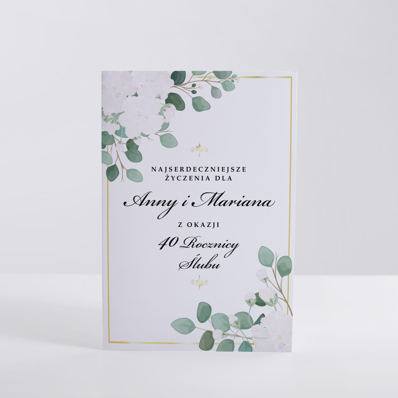 Elegancka kartka na 40 rocznicę ślubu kartka personalizowana prezent na rocznicę ślubu kartka rocznica ślubu