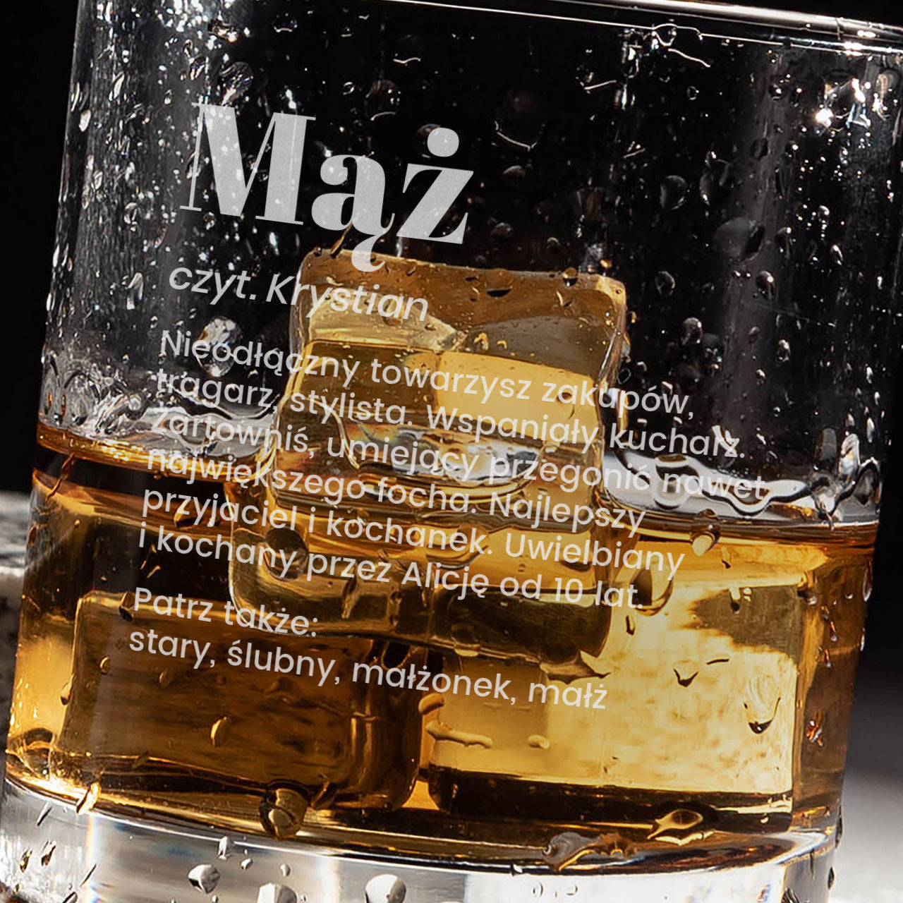 Grawerowana szklanka do whisky - prezent na rocznicę dla męża
