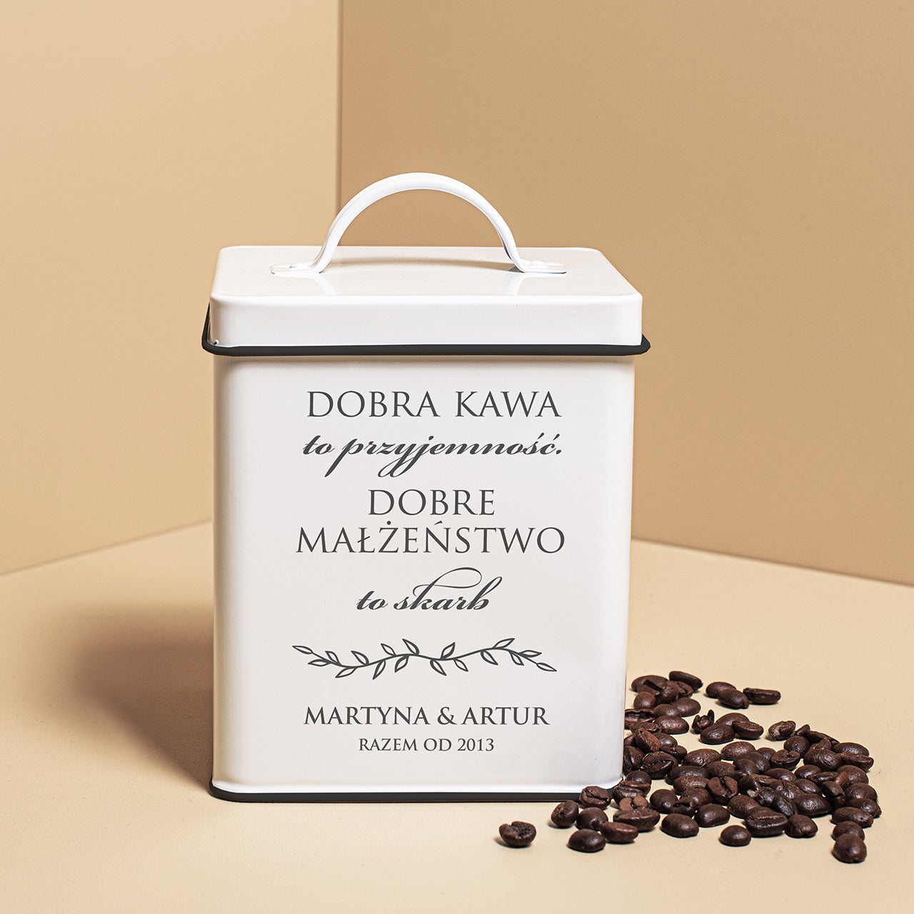 Puszka na kawę - personalizowany prezent na Rocznicę Ślubu