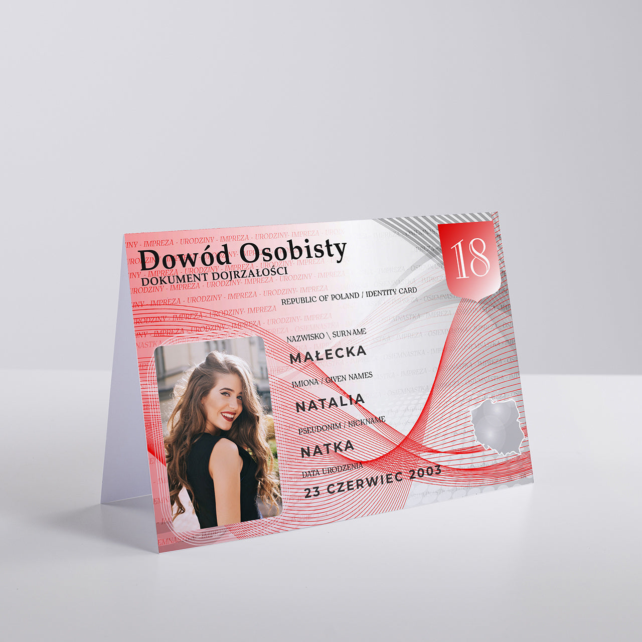 Personalizowana kartka na 18 urodziny - dowód osobisty