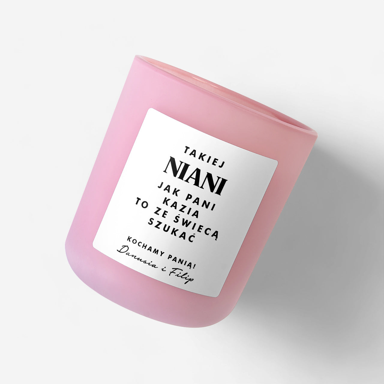 Świeca personalizowana - podziękowanie dla niani