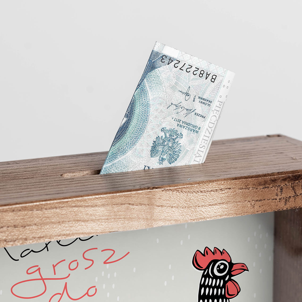 Personalizowana skarbonka na grosze - Grosz do grosza - prezent dla każdego skarbonka drewniana