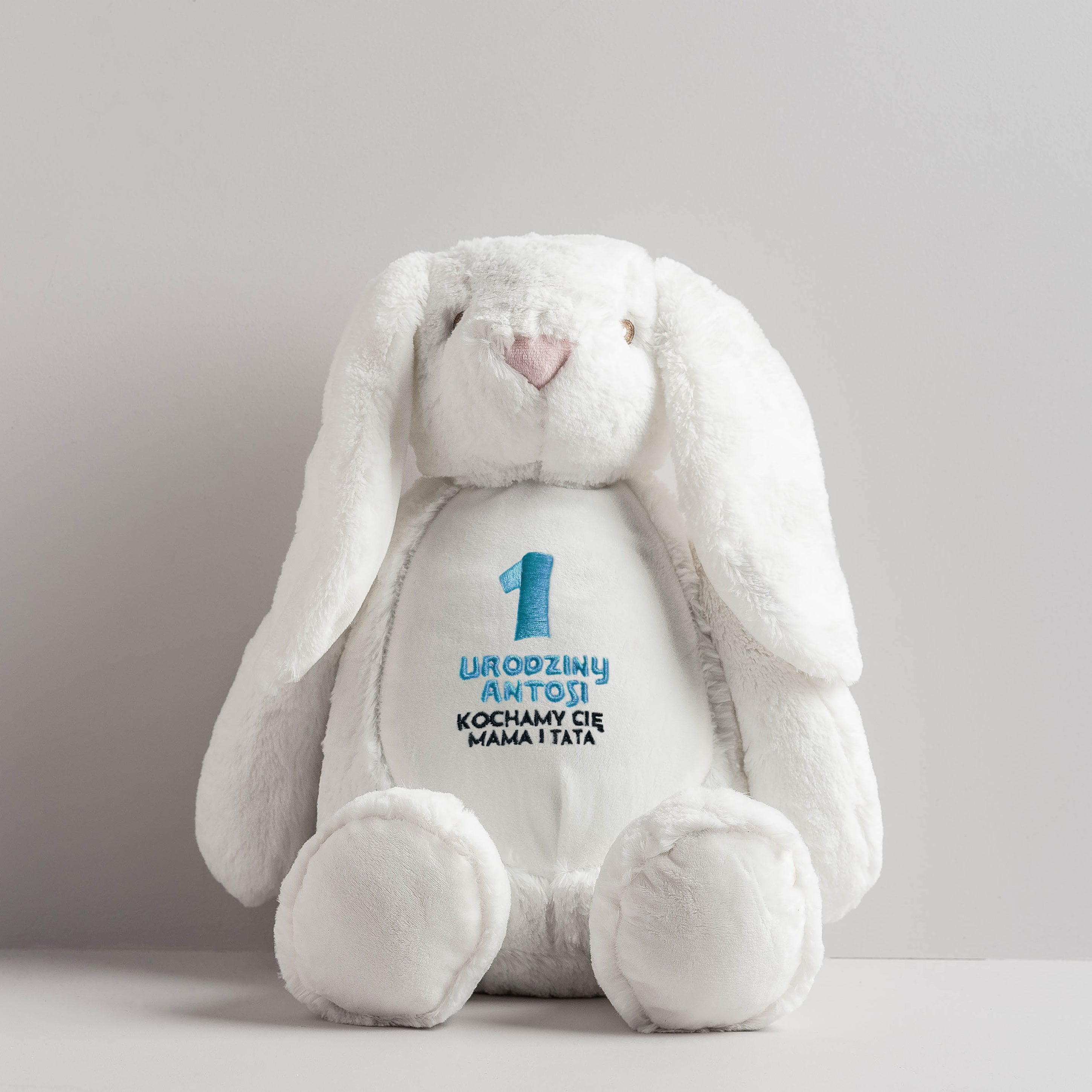 Personalizowany pluszak na Roczek - królik pluszak królik prezent na roczek prezent dla dziecka na roczek