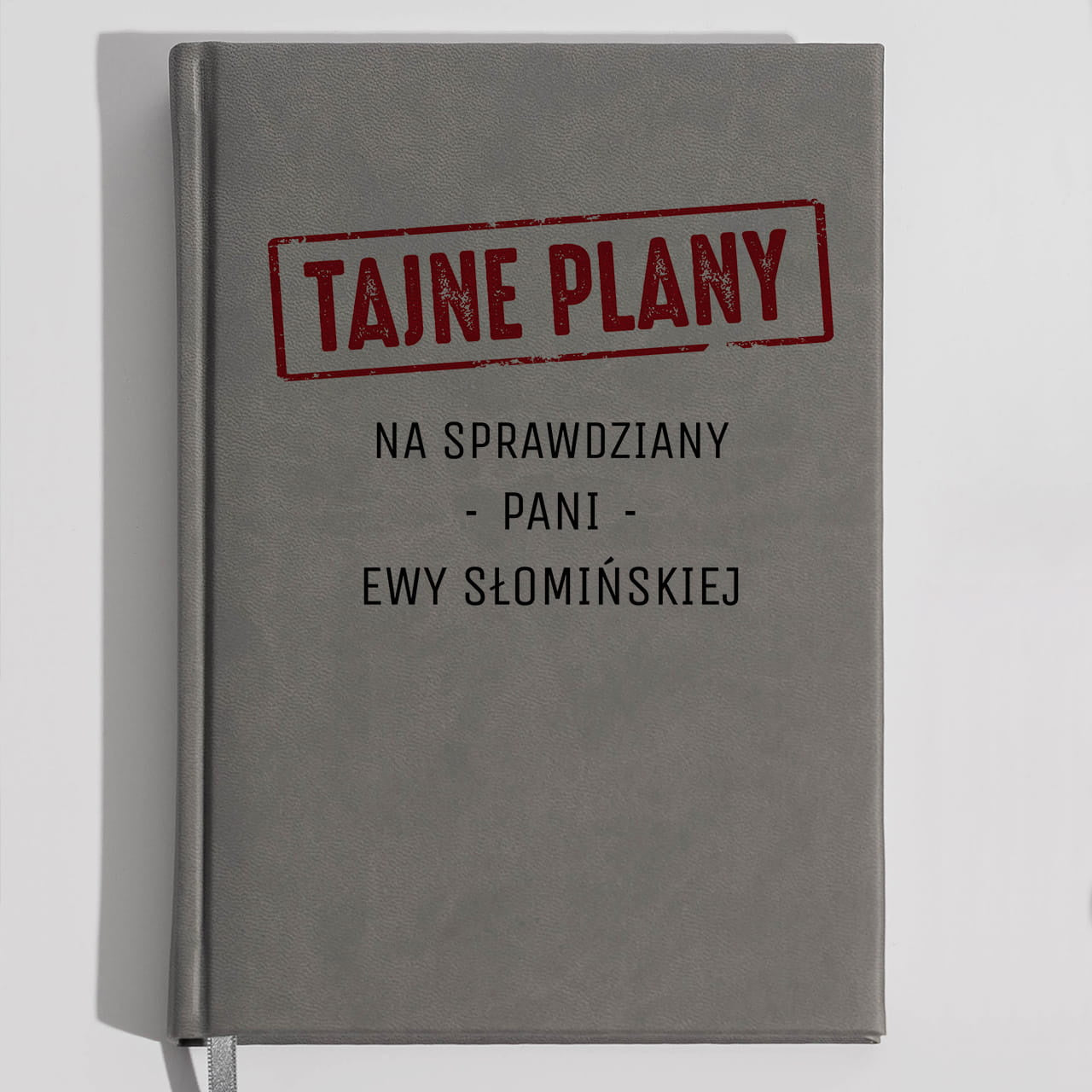 Planer książkowy na prezent dla nauczyciela - Tajne plany na sprawdziany - szary