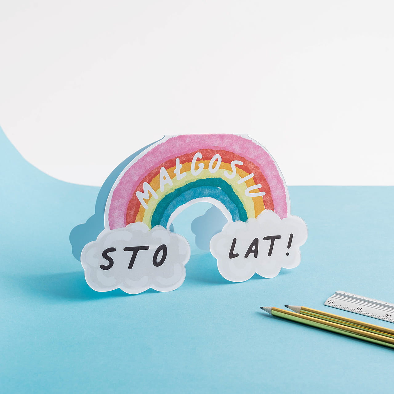 Personalizowana kartka urodzinowa - tęcza kartka na prezent dodatek do prezentu urodzinowego