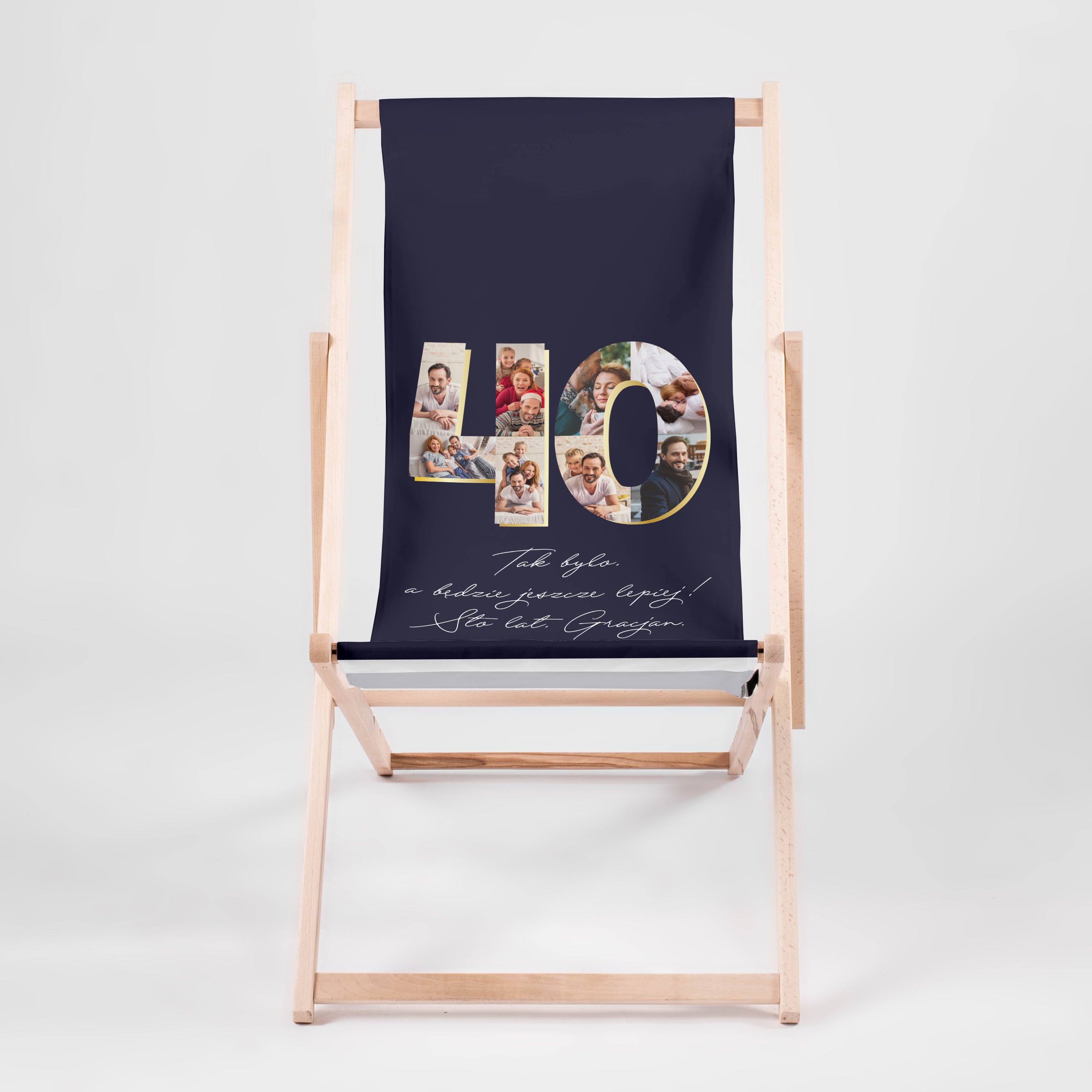 Personalizowany leżak ze zdjęciami na 40 urodziny