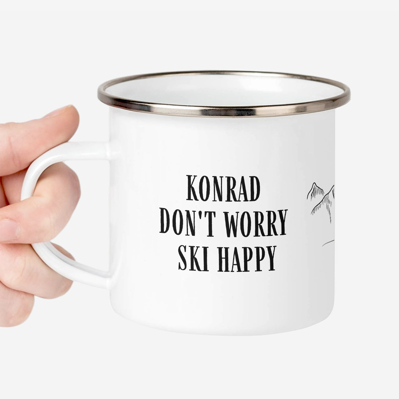 Emaliowany kubek dla narciarza