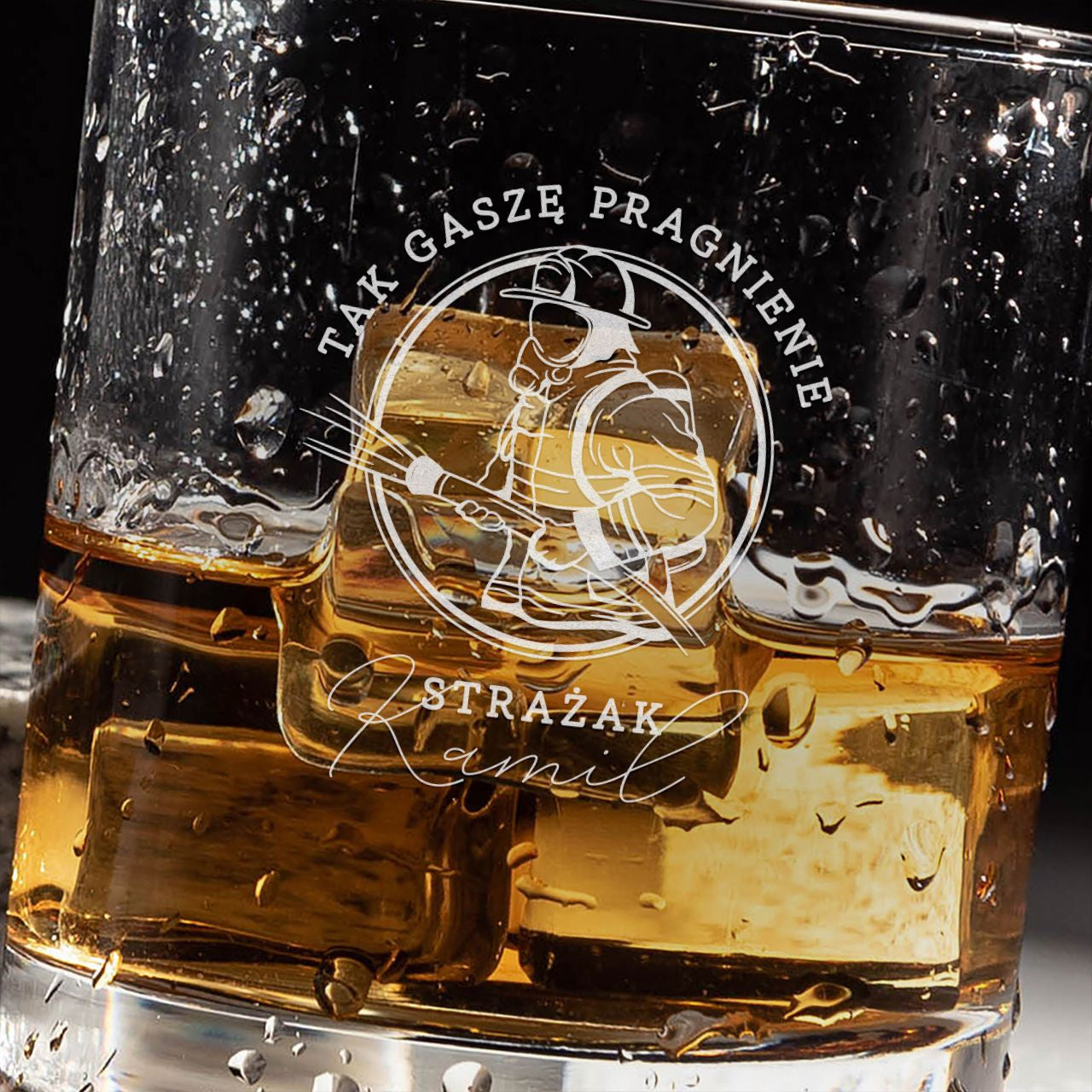 Grawerowana szklanka do whisky dla strażaka
