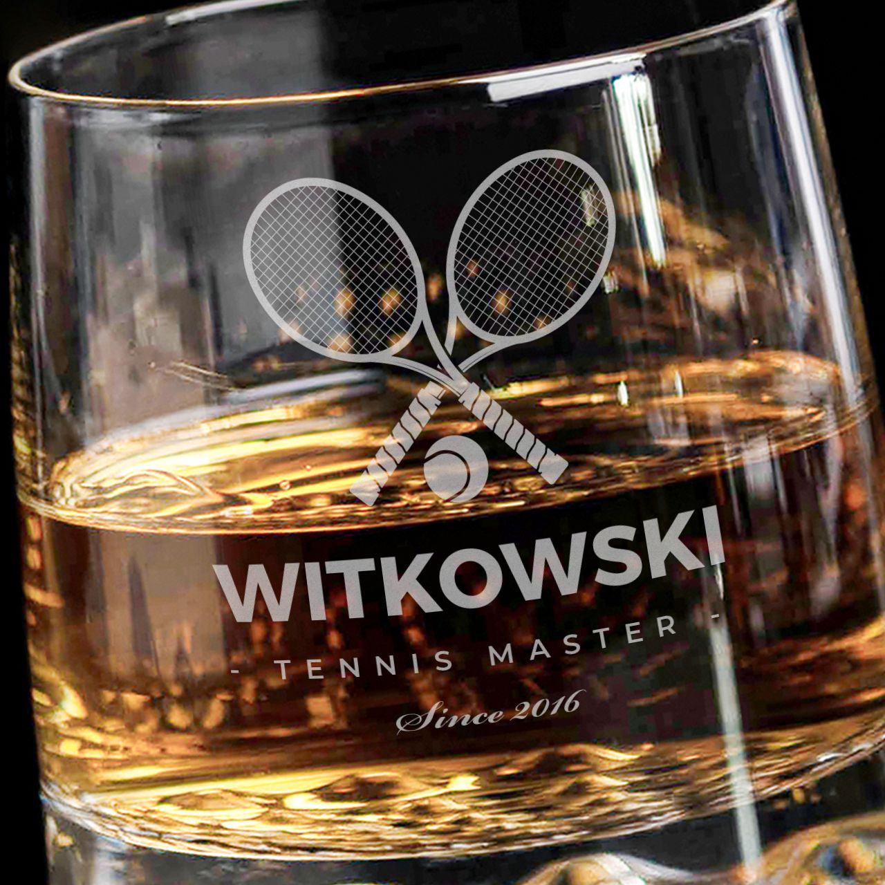 Grawerowana szklanka do whiskey dla tenisisty