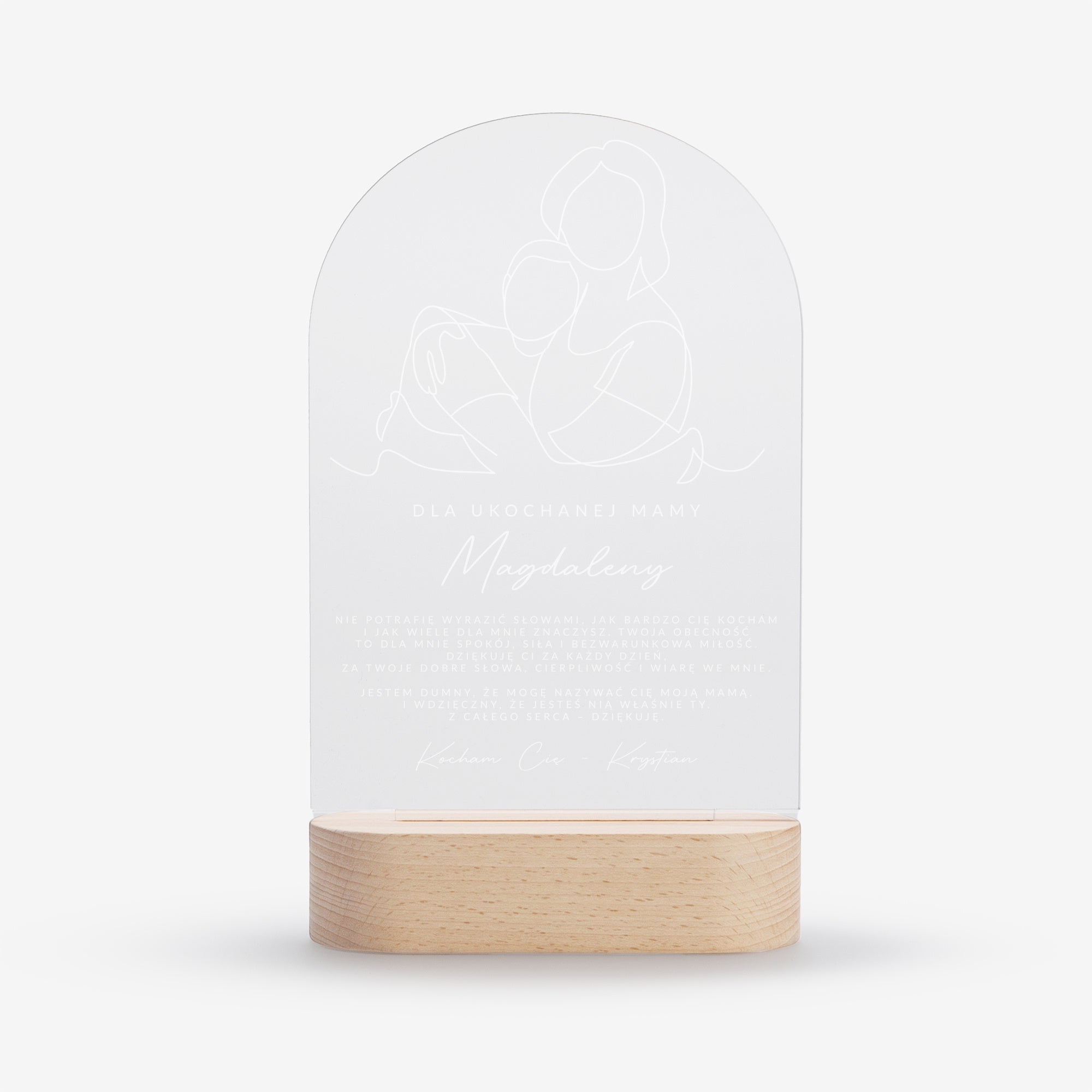 Lampka led na Dzień Mamy od syna wyjątkowy prezent dla mamy personalizowana lampka led ozdobna