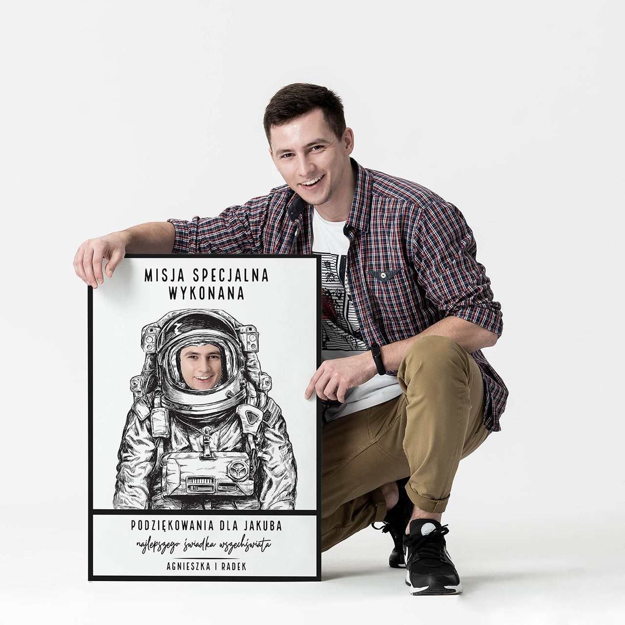 Personalizowana kartka z podziękowaniem kartka ze zdjęciem oryginalny prezent dla świadka