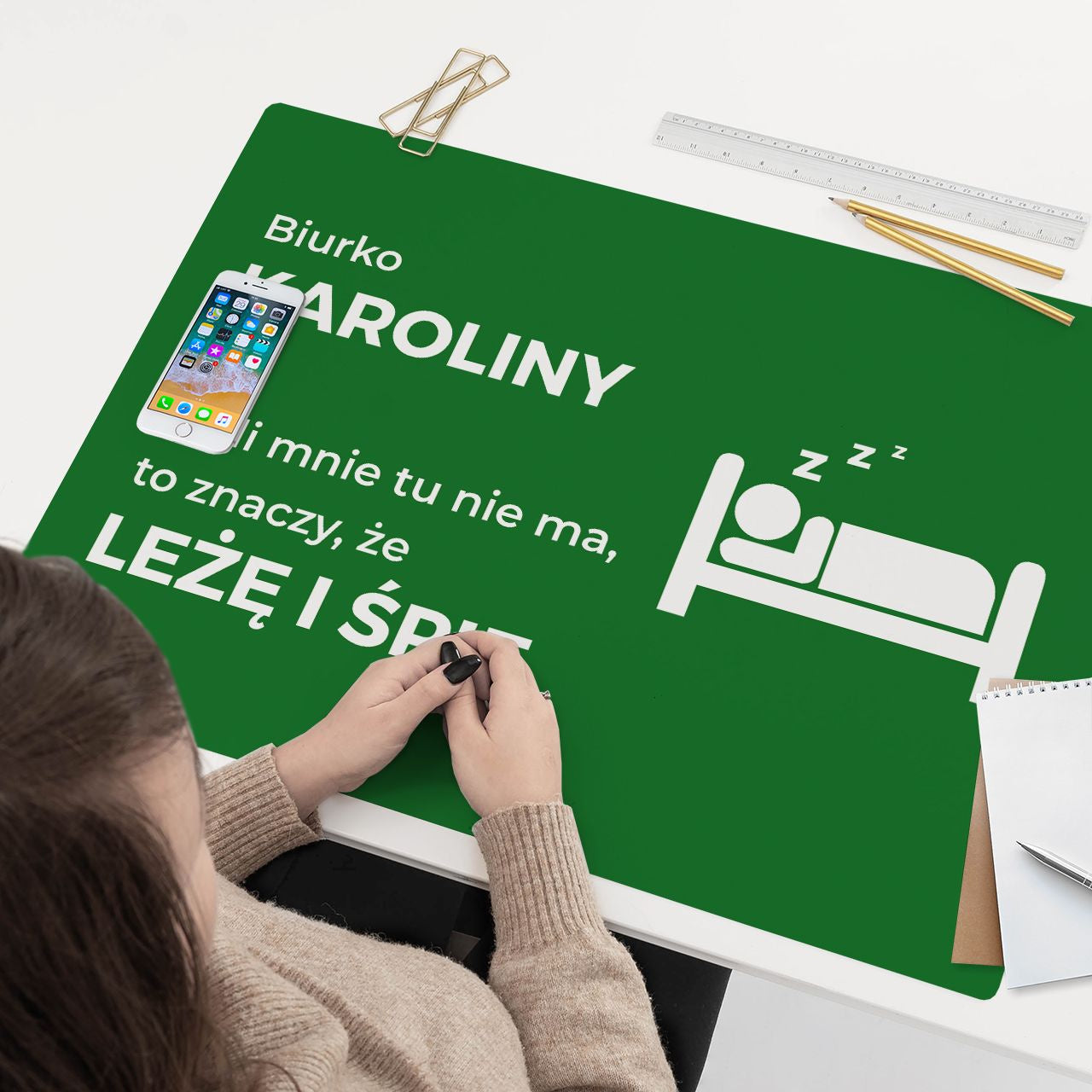 Podkładka personalizowana na biurko dla śpiocha podkładka pod mysz podkładka na biurko prezent dla śpiocha