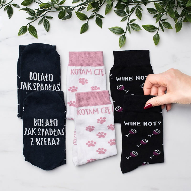 Śmieszne skarpetki dla Niej 3 pary skarpetki na prezent śmieszny prezent dla dziewczyny śmieszne skarpetki damskie