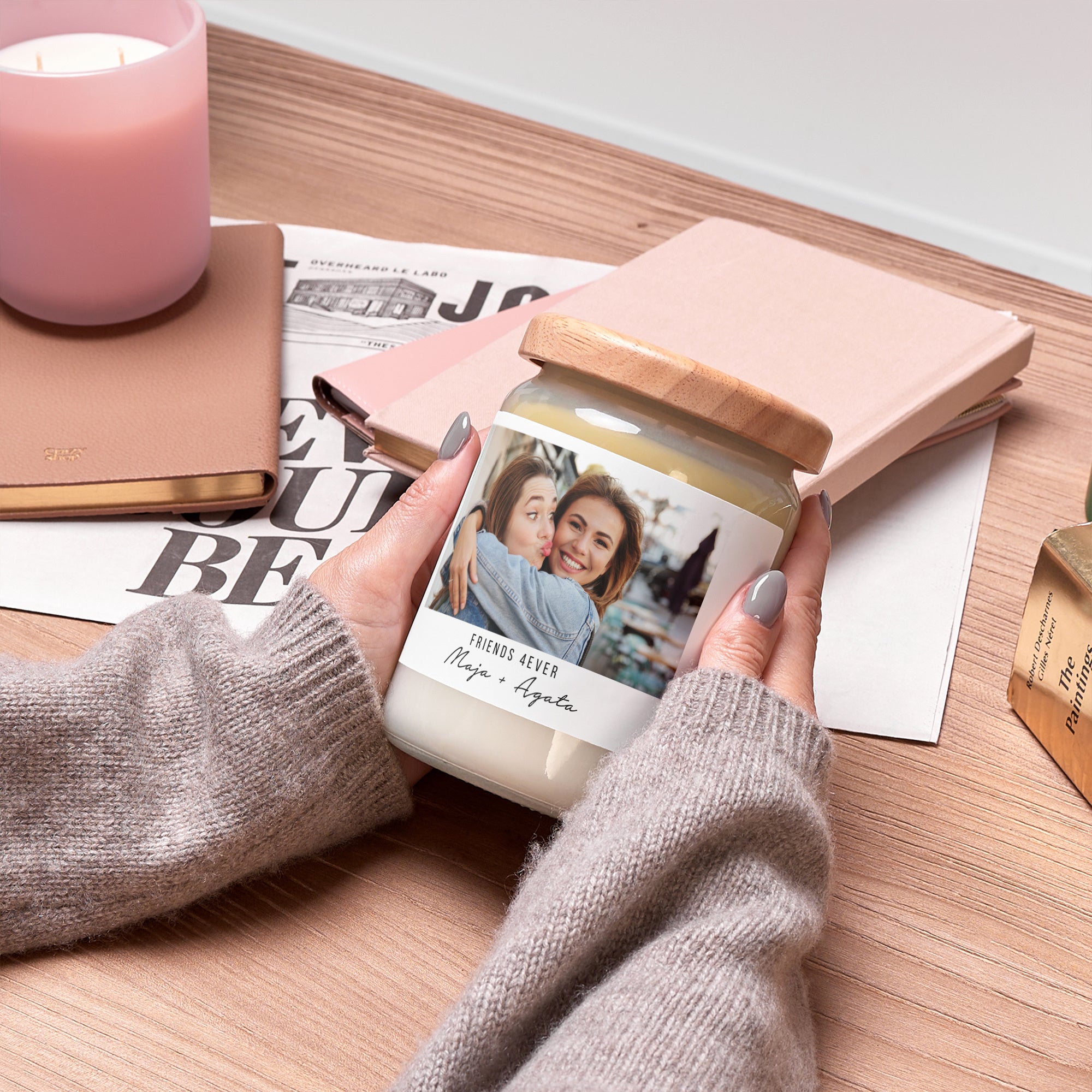 Świeca dla przyjaciółki - Friends 4ever personalizowana świeca prezent dla przyjaciółki świeca z nadrukiem