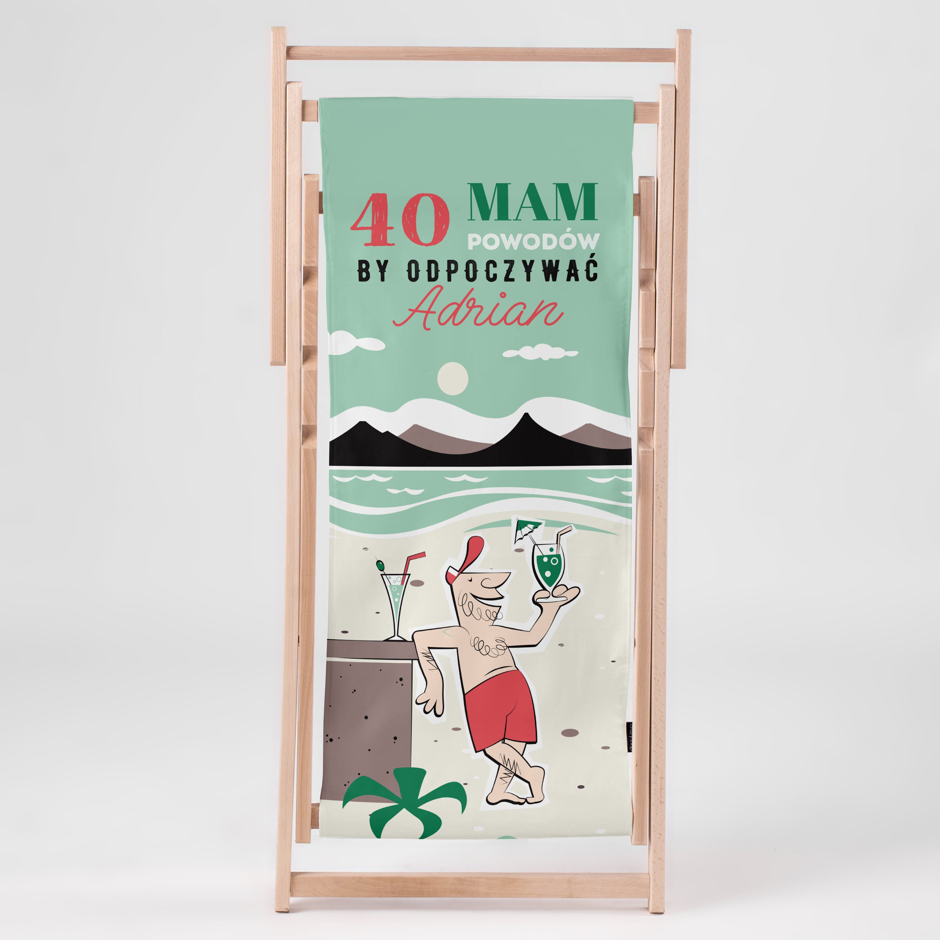 Leżak plażowy - prezent na 40 dla niego zabawny prezent dla mężczyzny leżak personalizowany na urodziny