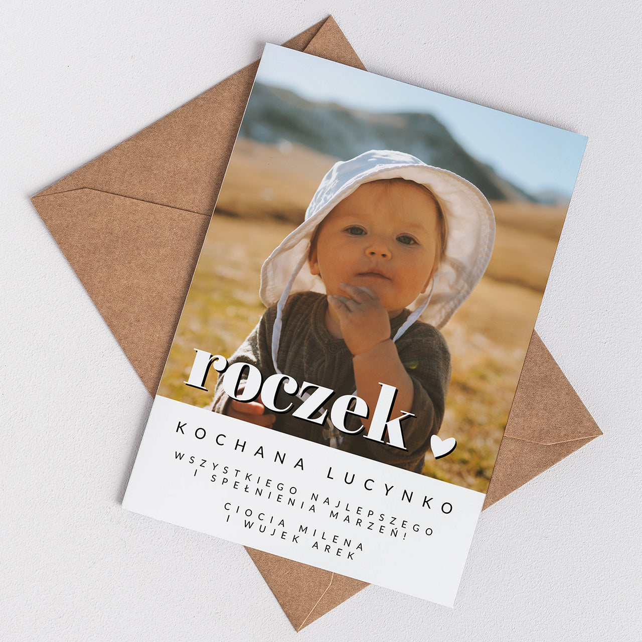 Kartka na roczek personalizowana - kartka ze zdjęciem