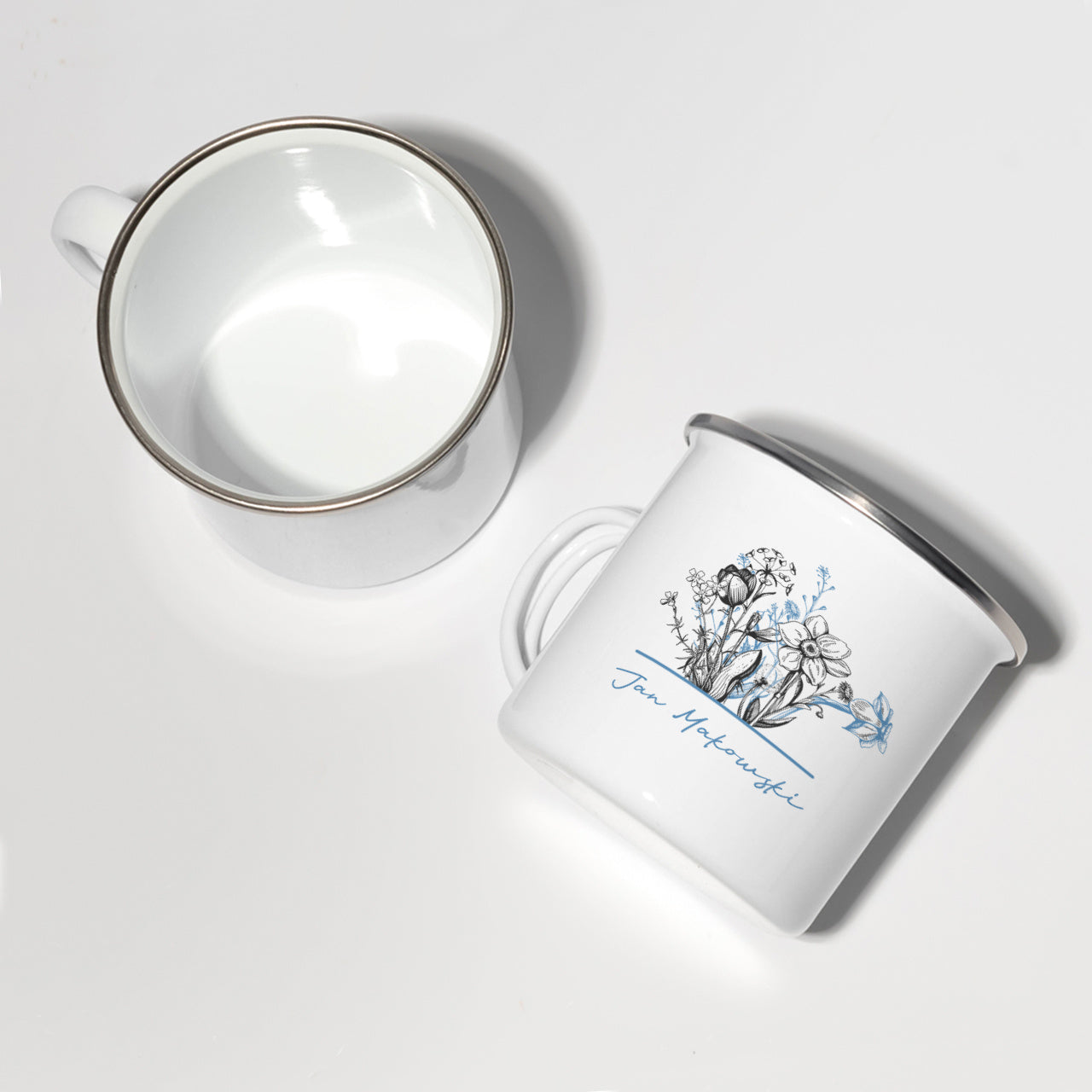 Komplet personalizowanych kubków emaliowanych - Szefowie Ogrodu - prezent dla pary ogrodników komplet kubków