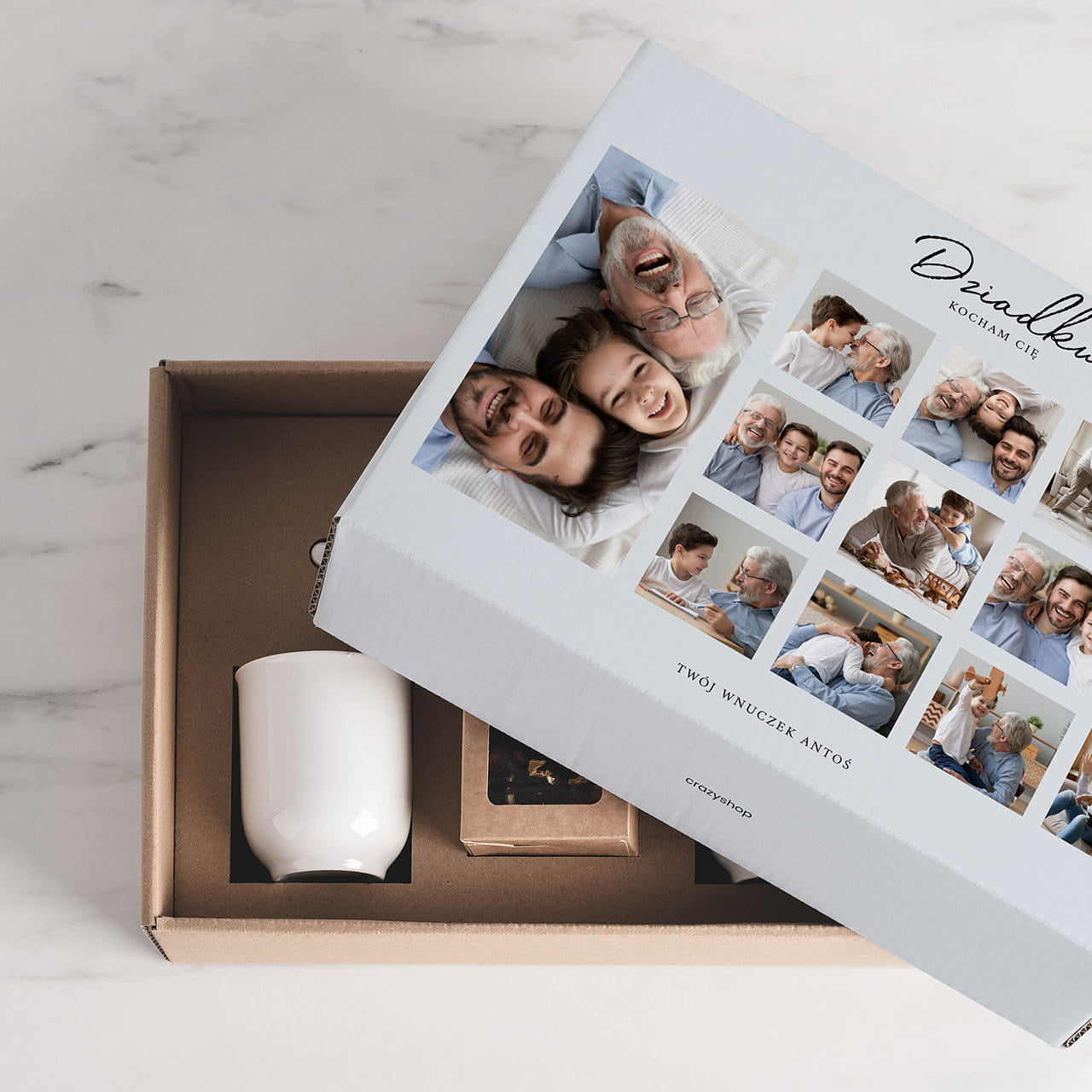Zestaw prezentowy herbata i kubki - prezent dla dziadka ze zdjęciem