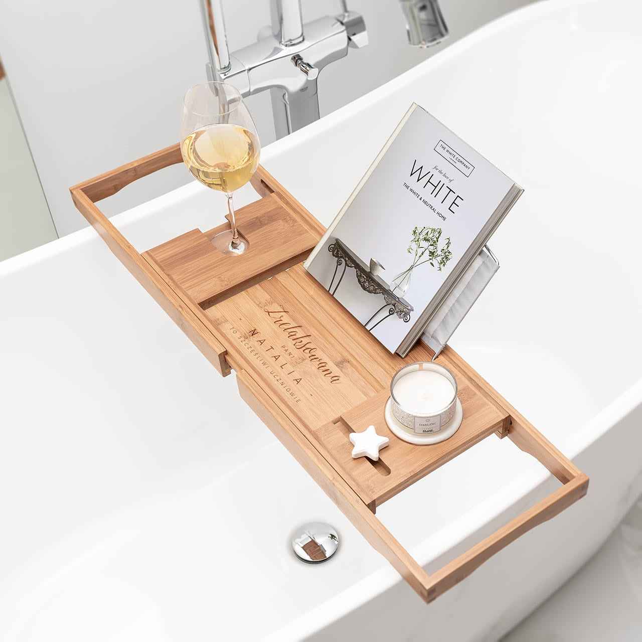 Drewniana półka na wannę na prezent dla wychowawczyni prezent dla nauczyciela prezent na dzień nauczyciela