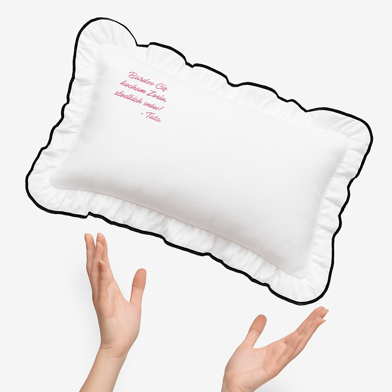 Haftowana poduszka z falbanką - prezent dla córki od taty poduszka haftowana poduszka na prezent 