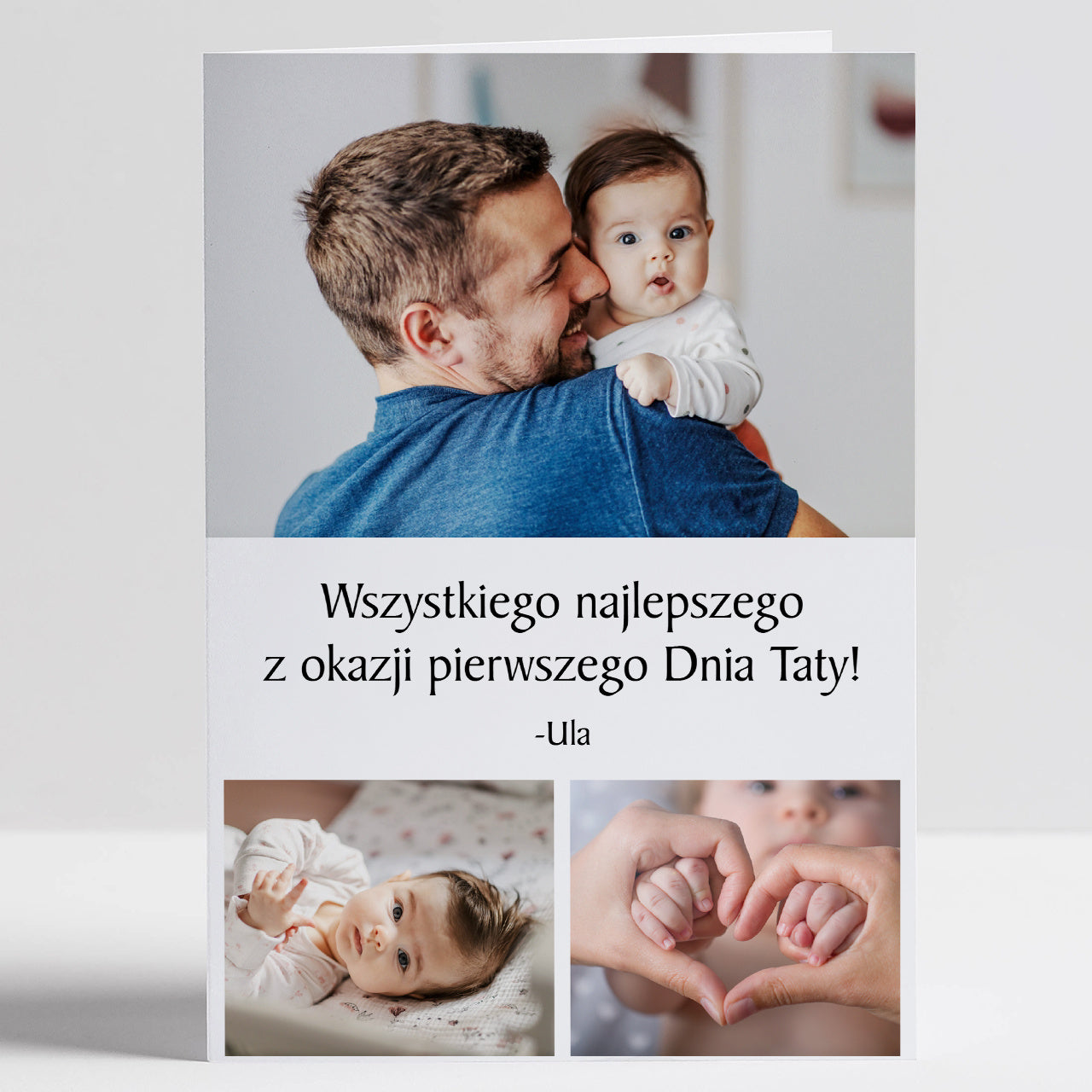 Kartka a4 ze zdjęciami na Pierwszy Dzień Taty