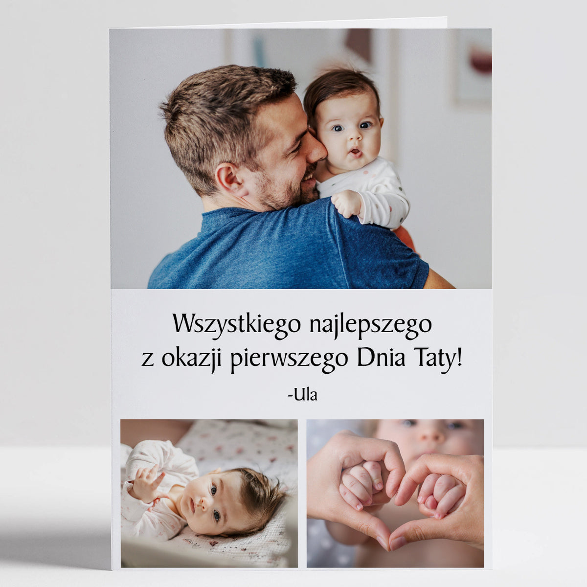Kartka a4 ze zdjęciami na Pierwszy Dzień Taty prezent dla młodego taty