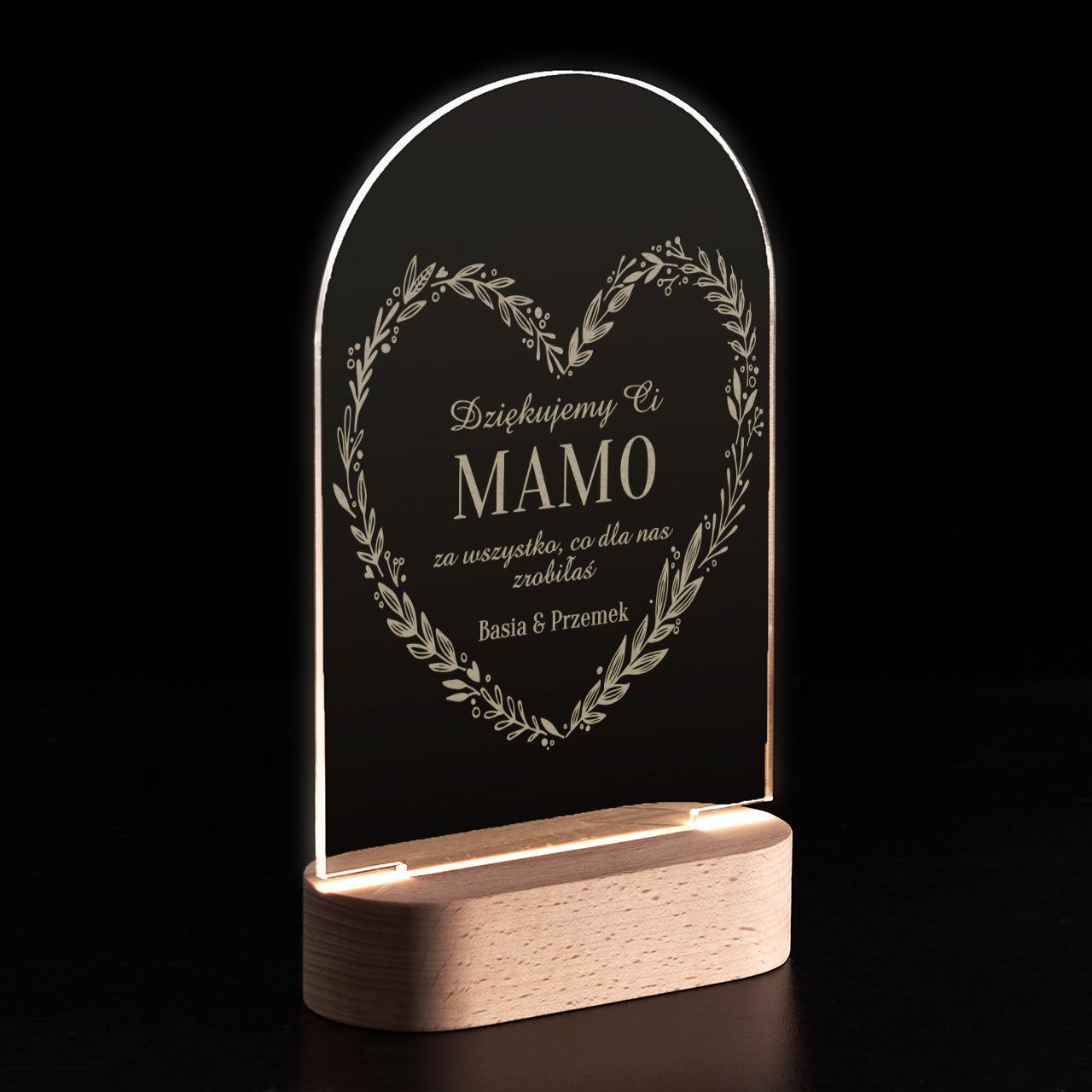 Personalizowana statuetka led - podziękowania dla mamy