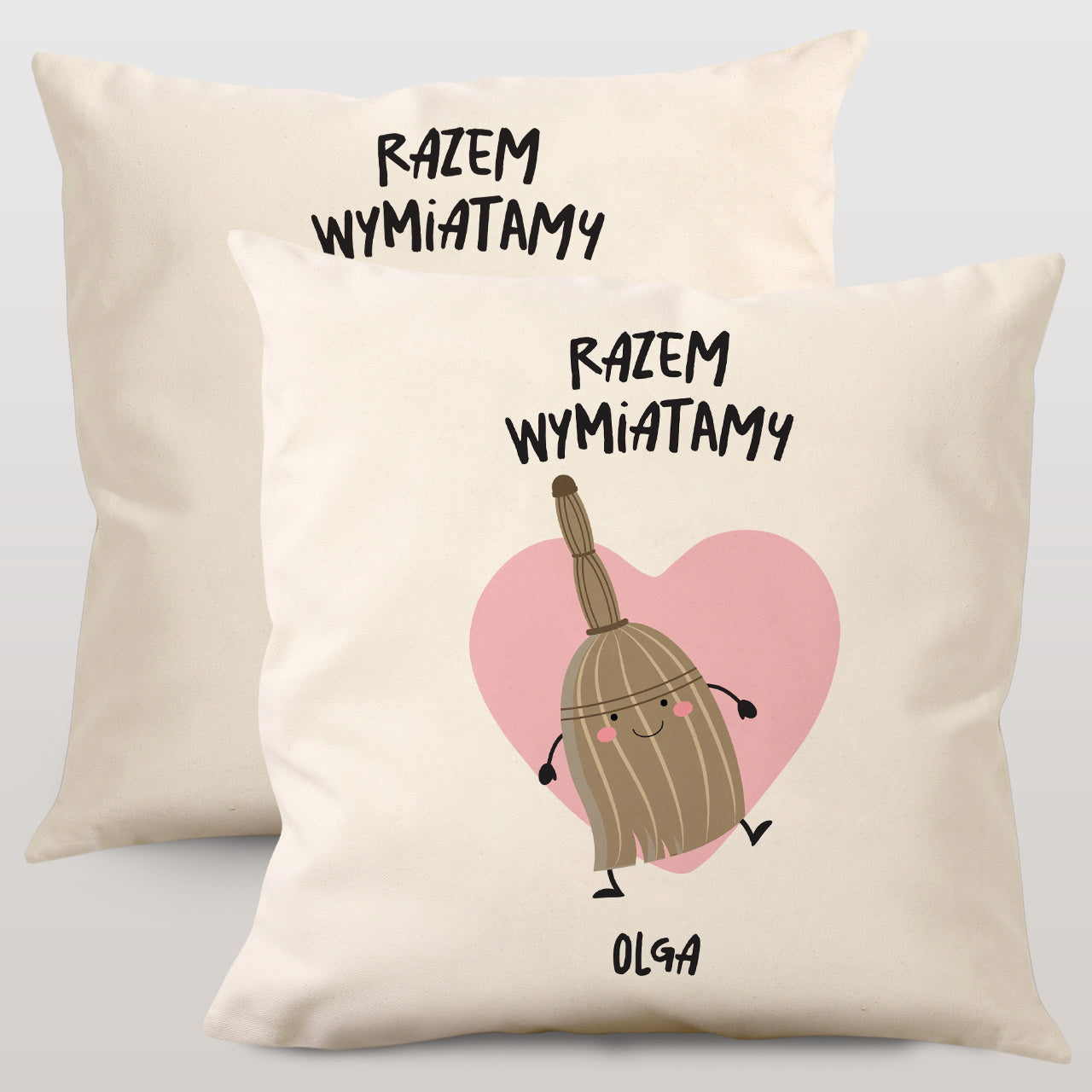 Zestaw personalizowanym poduszek - Razem Wymiatamy - prezent na rocznicę ślubu