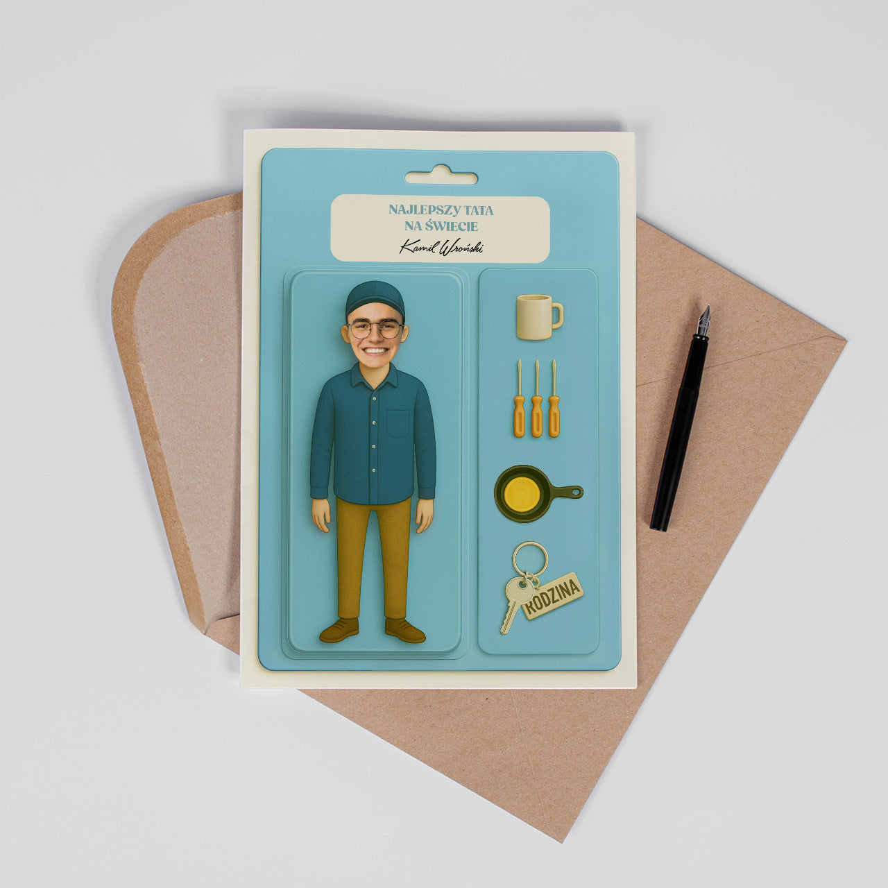 Oryginalna kartka A4 upominek na Dzień Taty prezent dla Taty prezent na Dzień Ojca upominek dla Taty od dziecka