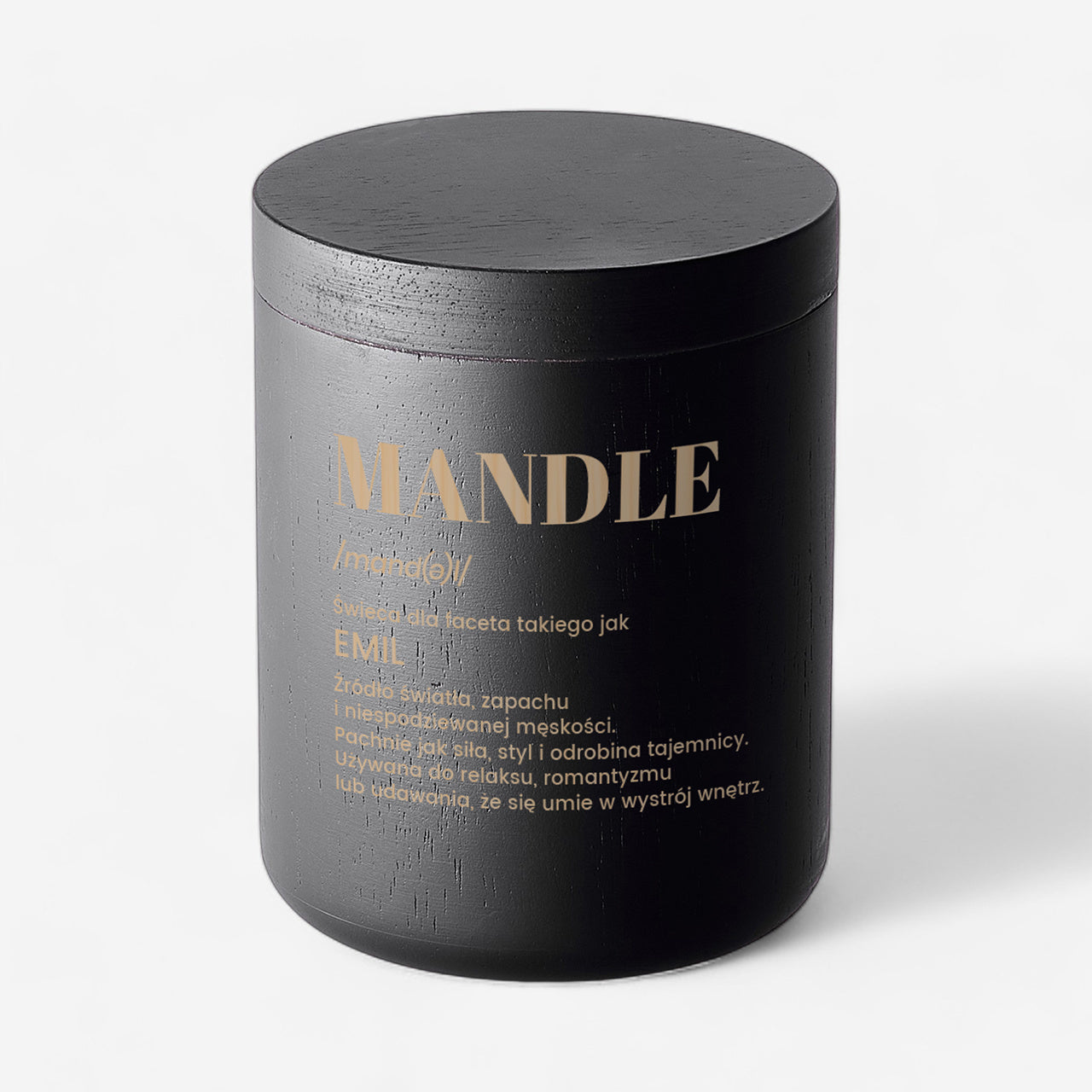 Grawerowana świeca dla chłopaka – mandle prezent dla chłopaka świeca z grawerem