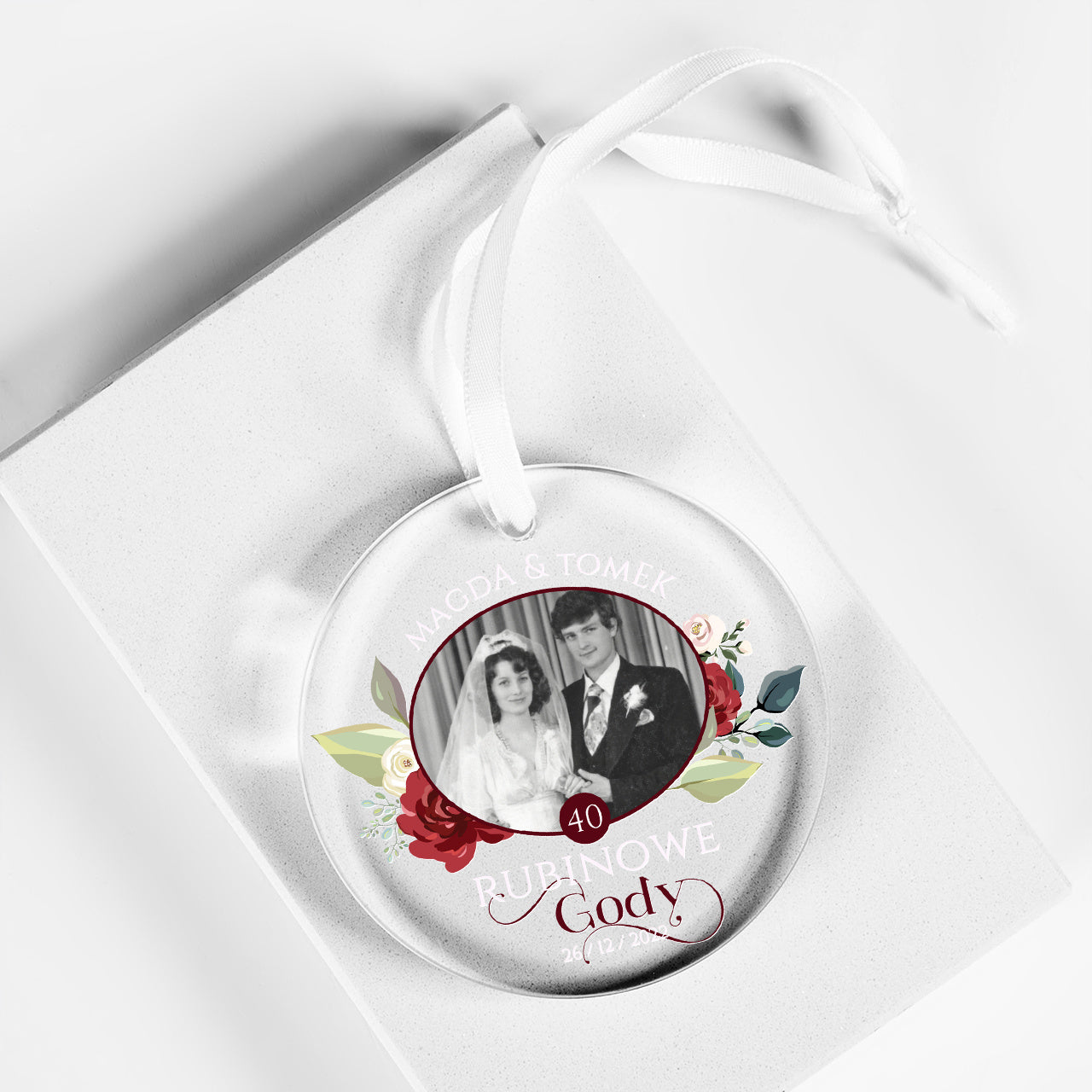 Zawieszka ze zdjęciem - prezent na 40 rocznicę ślubu