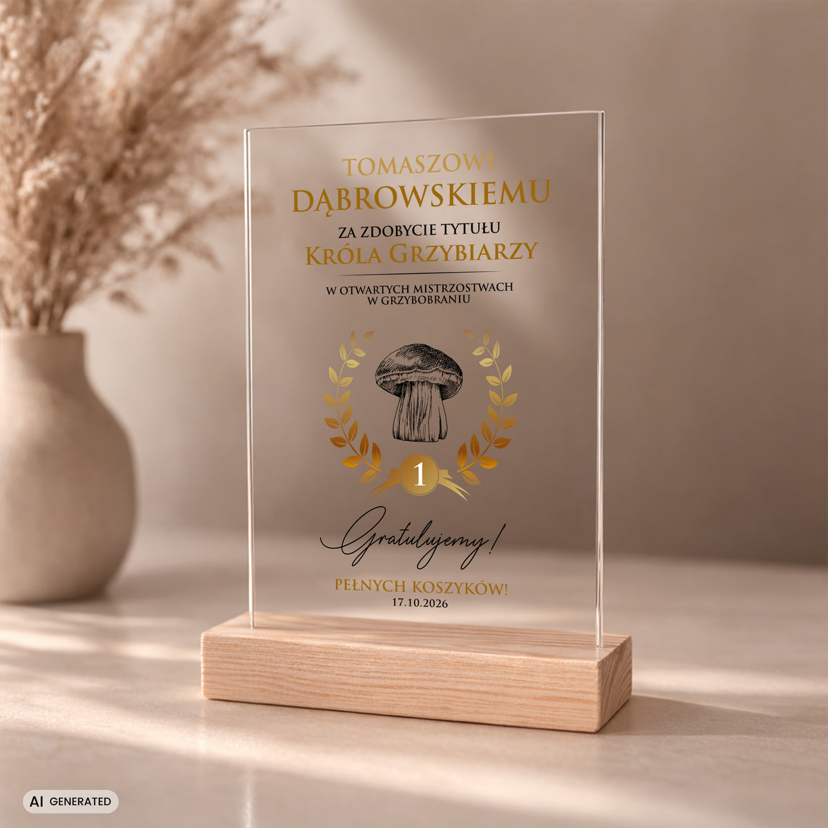 Personalizowana statuetka dla grzybiarza - król grzybiarzy
