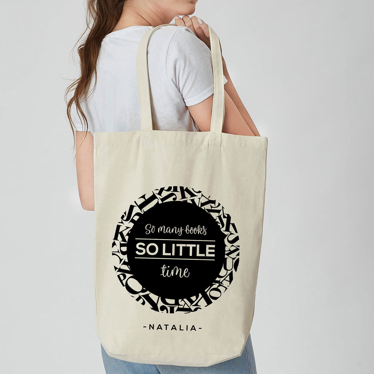 Personalizowana torba dla mola książkowego - za mało czasu prezent dla mola książkowego prezent dla książkary