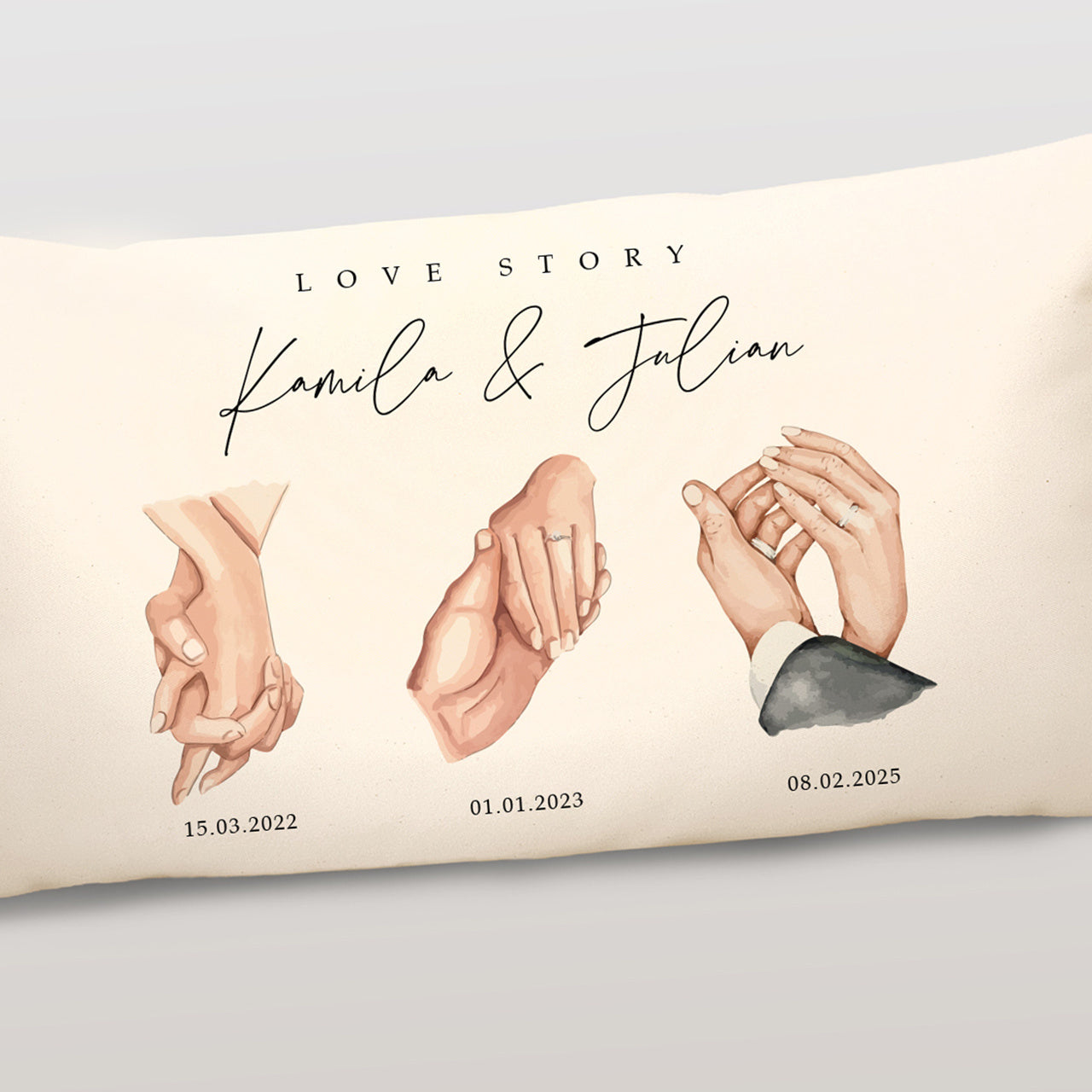 Personalizowana poduszka na rocznicę ślubu - Love Story prezent na rocznicę ślubu romantyczny prezent dla pary