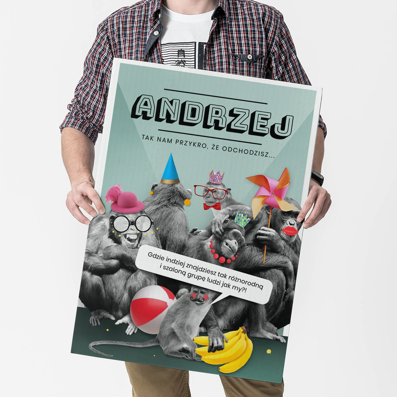 Duża kartka dla osoby odchodzącej z pracy - prezent dla kolegi z pracy personalizowana kartka upominek dla kolegi