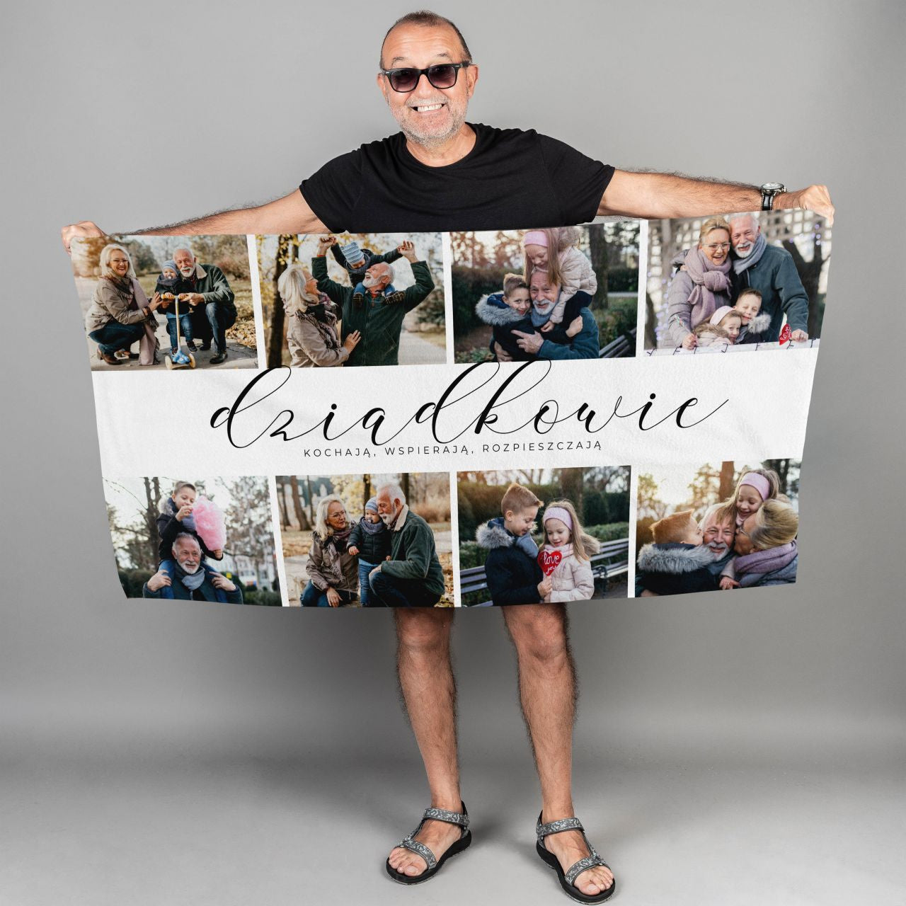 Personalizowany ręcznik ze zdjęciami - oryginalny prezent dla dziadków