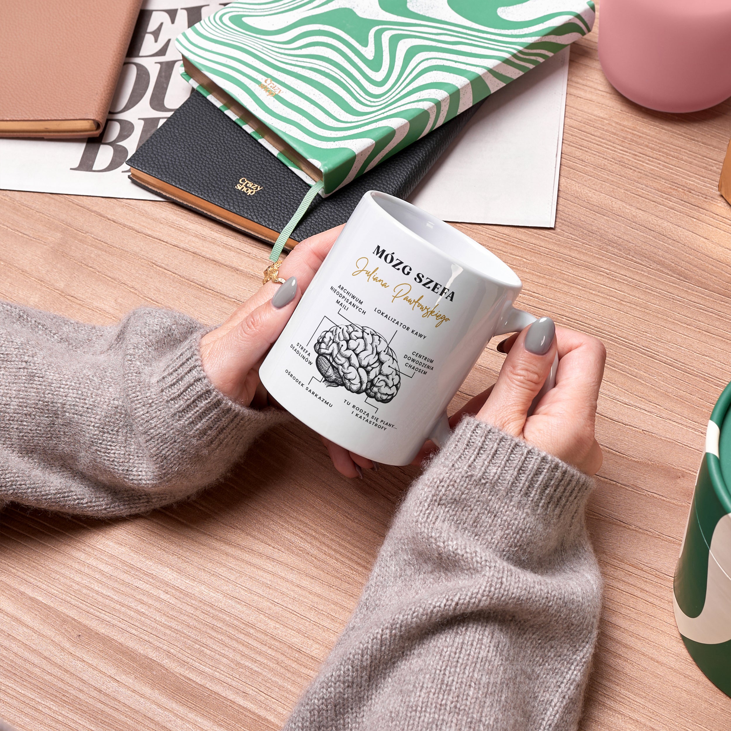 Zabawny kubek dla szefa – Mózg śmieszny kubek dla szefa upominek dla szefa