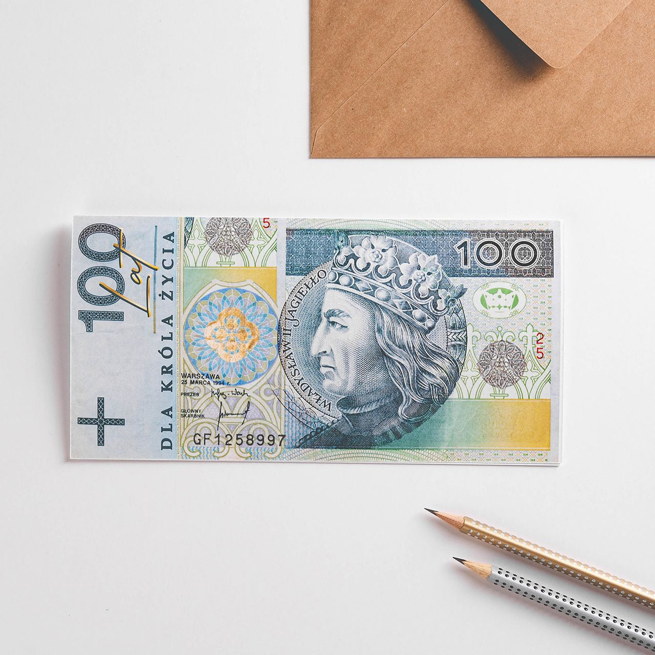 Personalizowana ciekawa kartka na urodziny - Banknot 100 zł kartka z napisem upominek dla syna