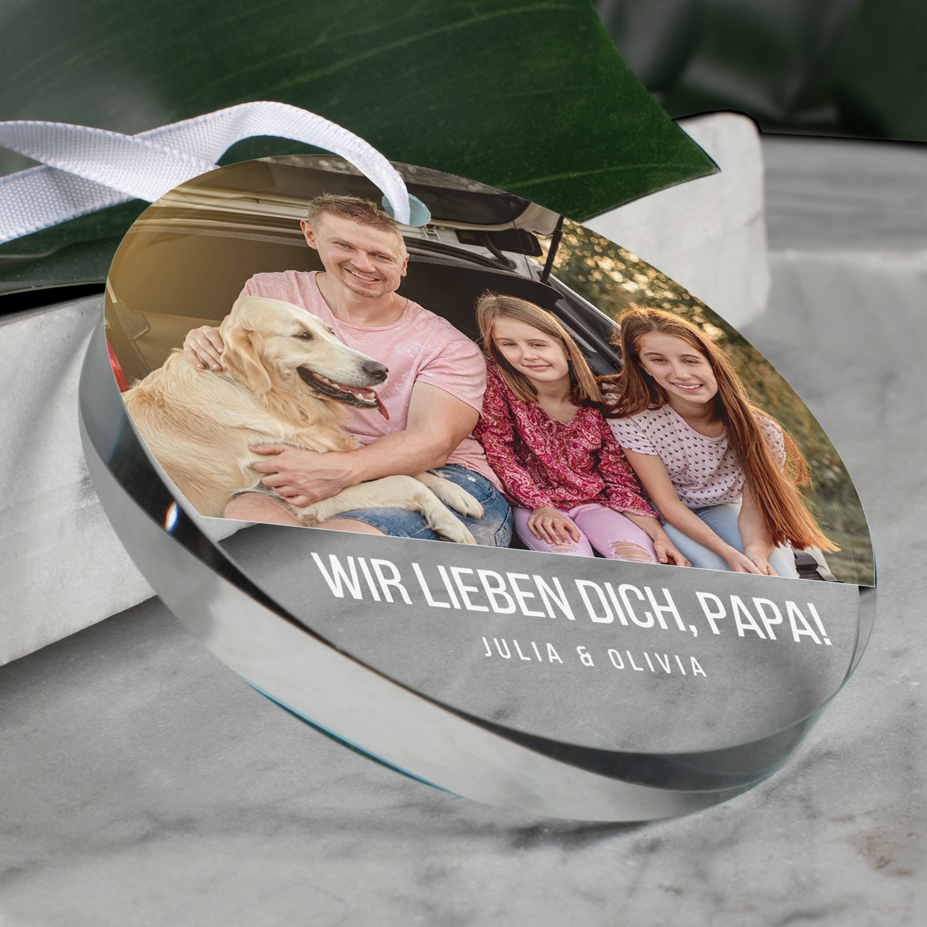 Glasanhänger mit Foto – Geschenk für Papa