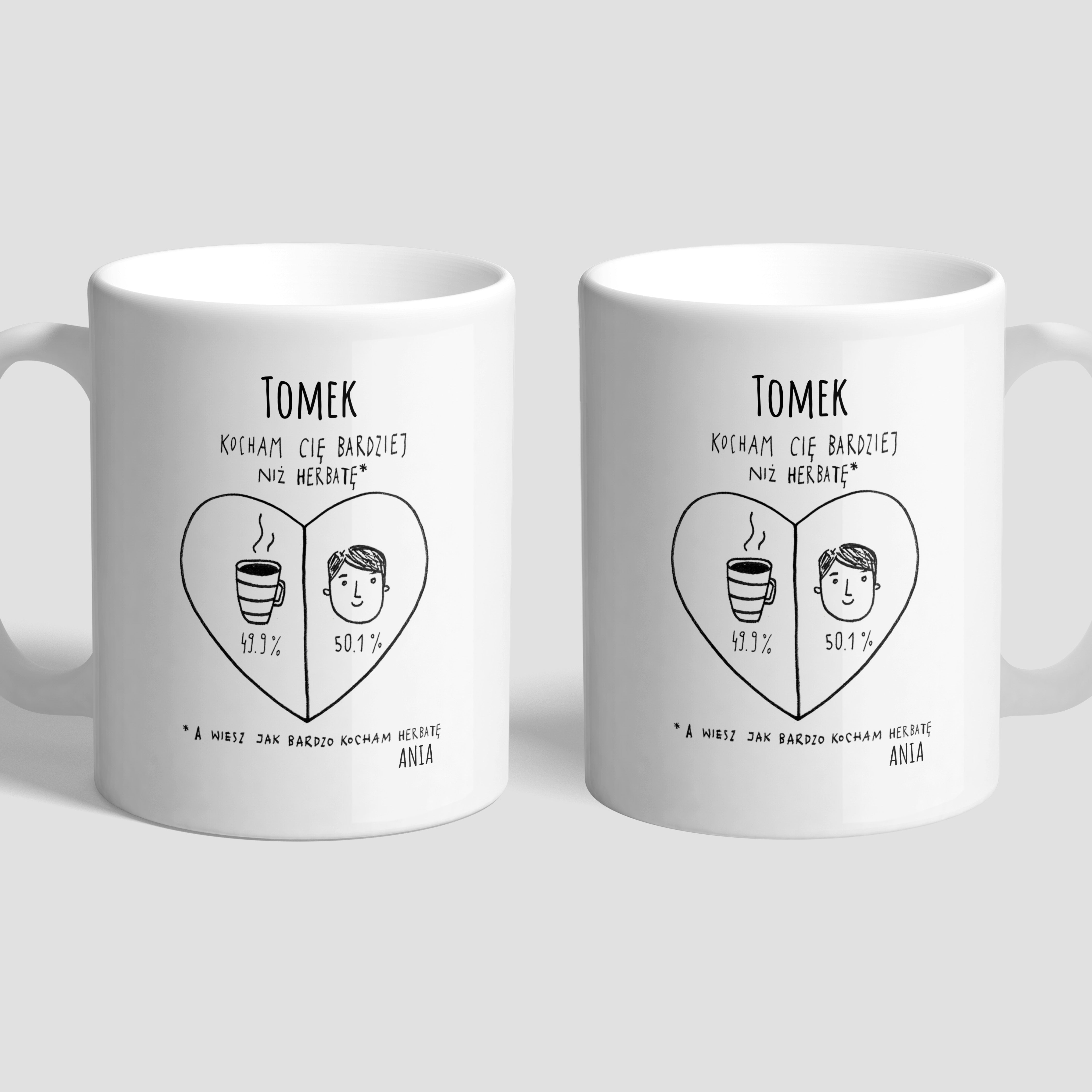 Personalizowany kubek z sercem - Kocham Cię, Ale - prezent walentynkowy dla chłopaka kubek na walentynki